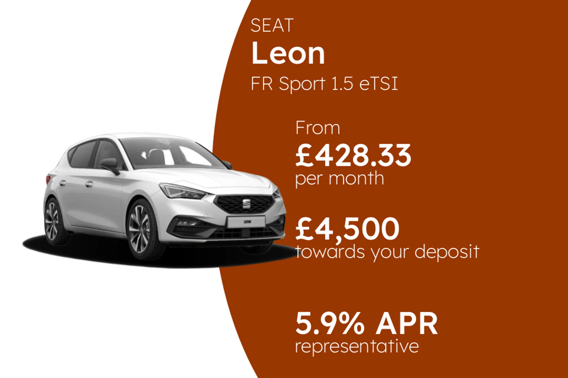 SEAT FR Sport 1.5 eTSI DSG-auto 150PS PCP Finance Offer From £428.33 Per Month 5.90%