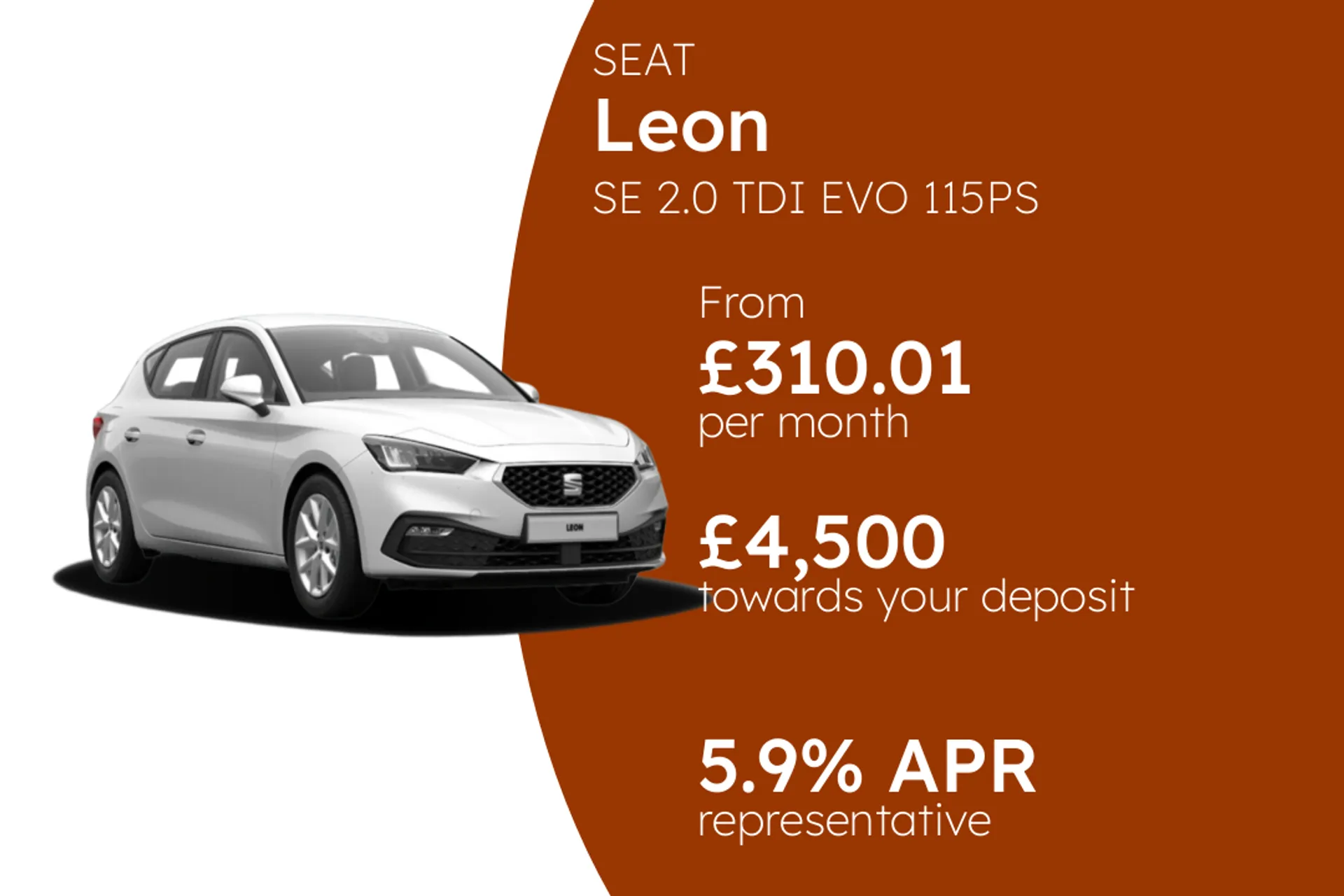 SEAT SE 2.0 TDI EVO 115PS PCP Finance Offer From £310.01 Per Month 5.90%