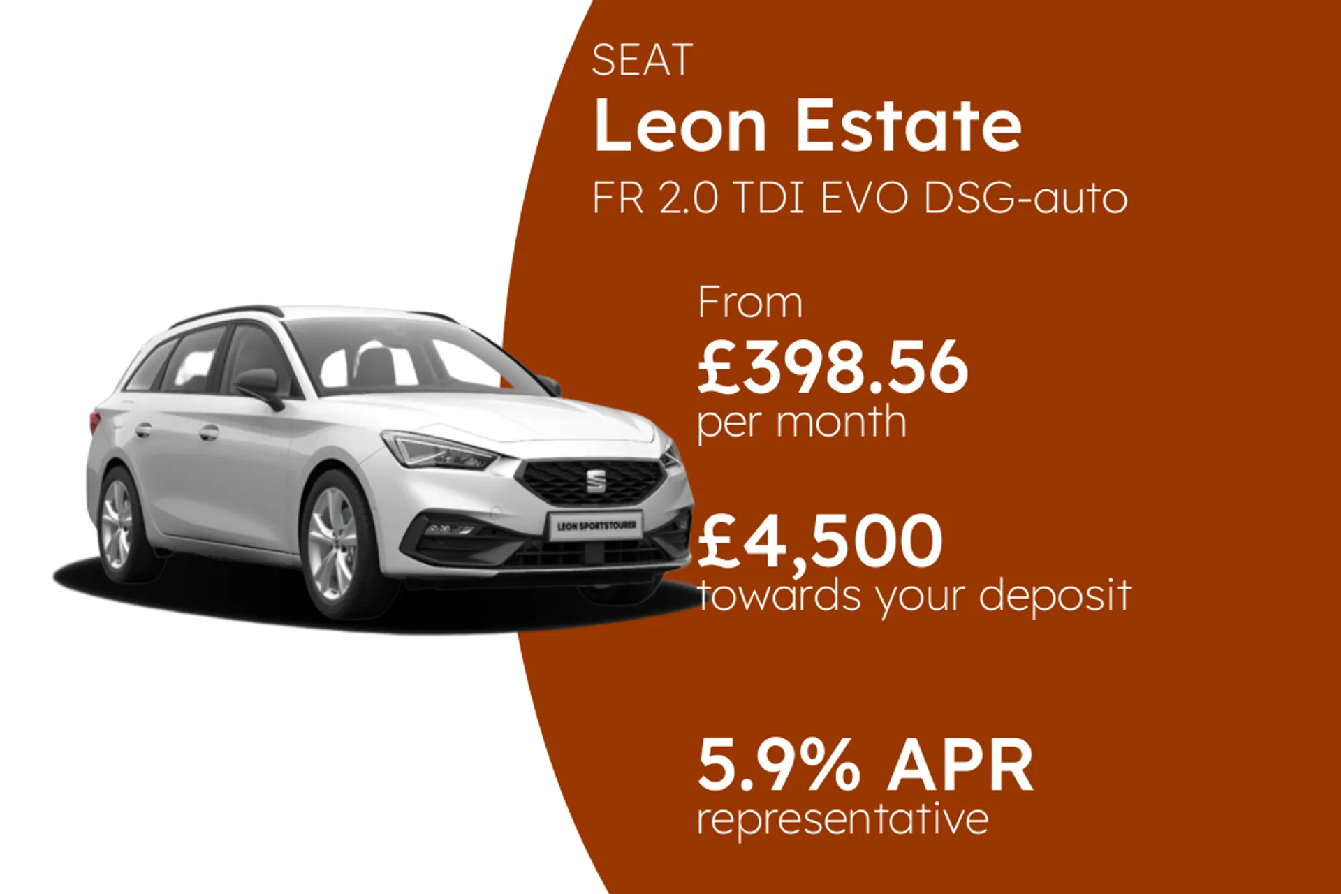 SEAT FR 2.0 TDI EVO DSG-auto 150PS  PCP Finance Offer From £398.56 Per Month 5.90%