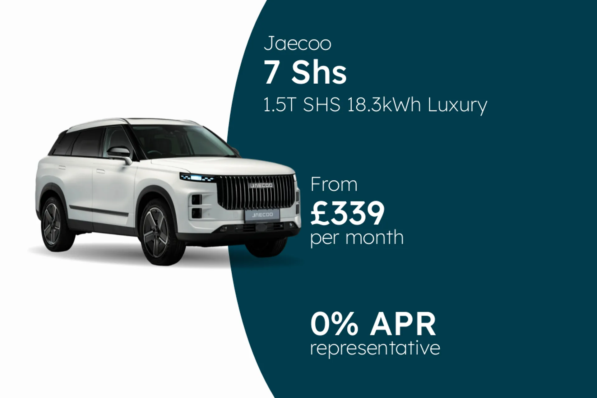 Jaecoo 1.5T SHS 18.3kWh Luxury  PCP Finance Offer From £339.00 Per Month 0.00%
