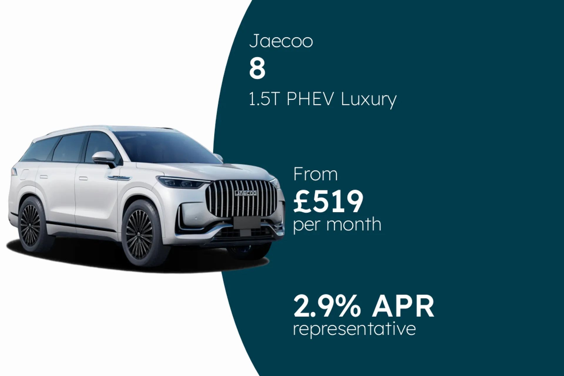 Jaecoo 1.5T PHEV Luxury PCP Finance Offer From £519.00 Per Month 2.90%