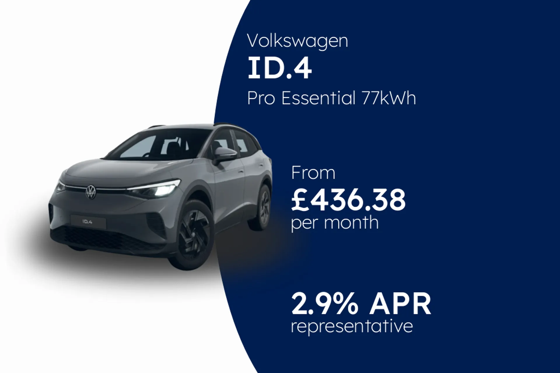 Volkswagen Pro Essential 77kWh 286PS 1-speed automatic 5 Door PCP Finance Offer From £436.38 Per Month 2.90%