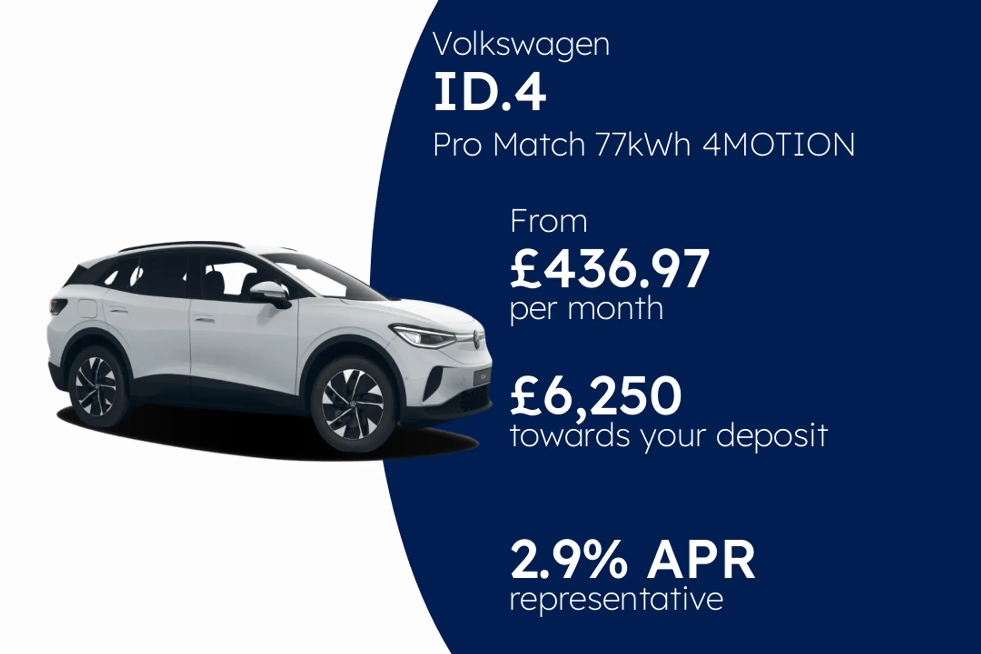 Volkswagen Pro Match 77kWh 4MOTION 286PS 1-speed automatic 5 Door PCP Finance Offer From £436.97 Per Month 2.90%