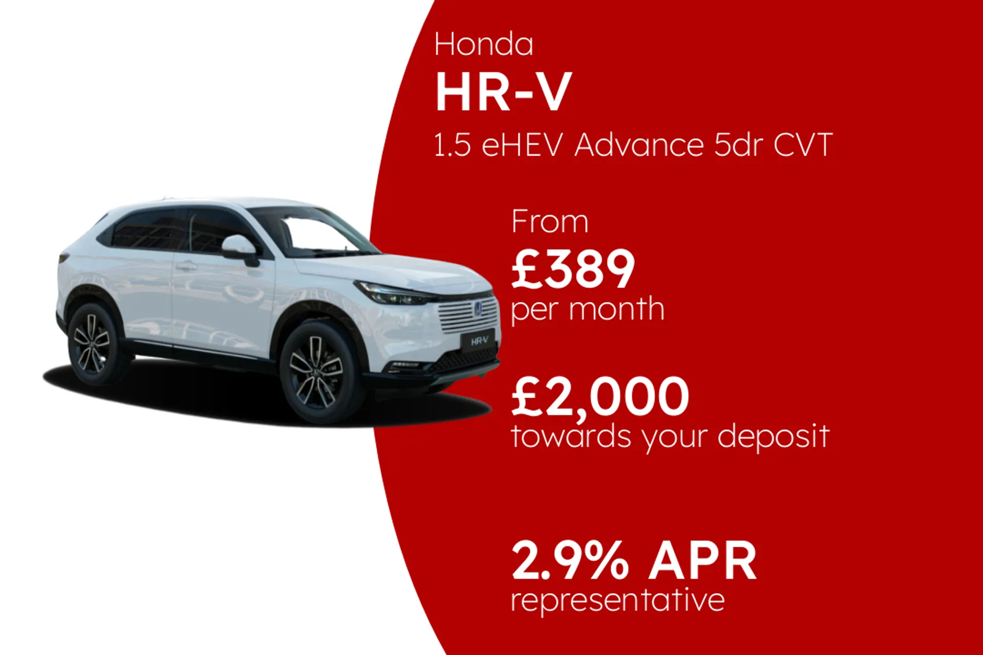 Honda 1.5 eHEV Advance 5dr CVT MY25 PCP Finance Offer From £389.00 Per Month 2.90%