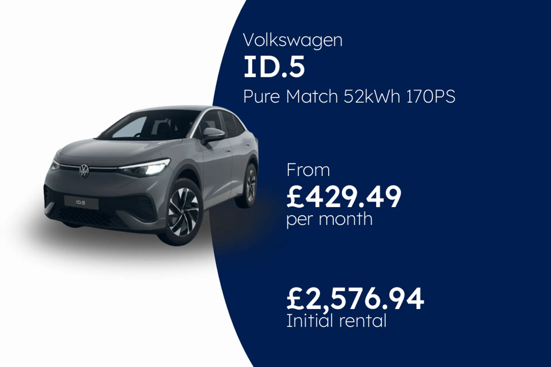 Volkswagen Pure Match 52kWh 170PS 1-speed automatic 5 Door BCH Finance Offer From £429.49 Per Month  