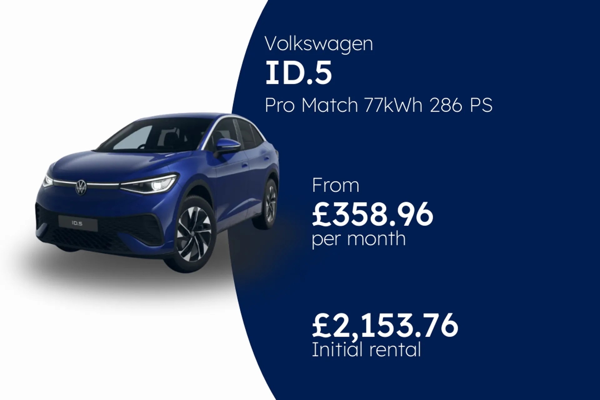 Volkswagen Pro Match 77kWh 286 PS one-speed automatic five-foor BCH Finance Offer From £358.96 Per Month  
