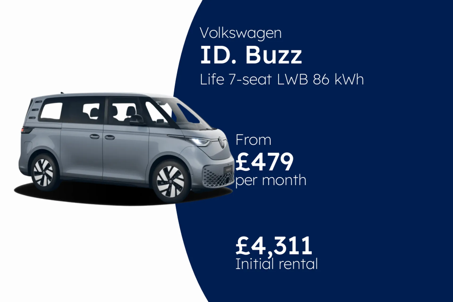 Volkswagen Life 7-seat LWB 86 kWh Pro 286 PS Electric 1 Speed BCH Finance Offer From £479.00 Per Month  