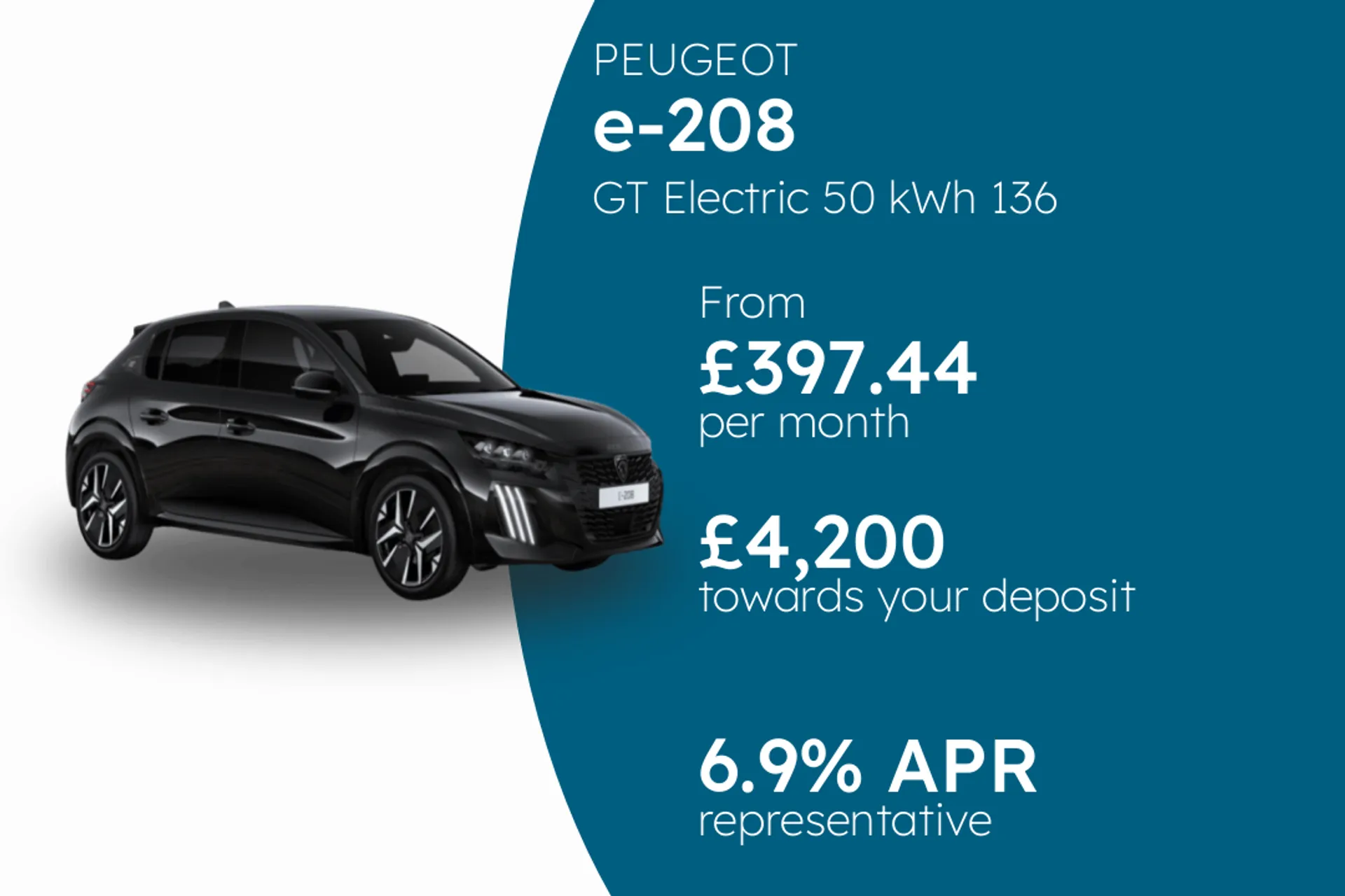PEUGEOT GT Electric 50 kWh 136 1-speed automatic PCP Finance Offer From £397.44 Per Month 6.90%