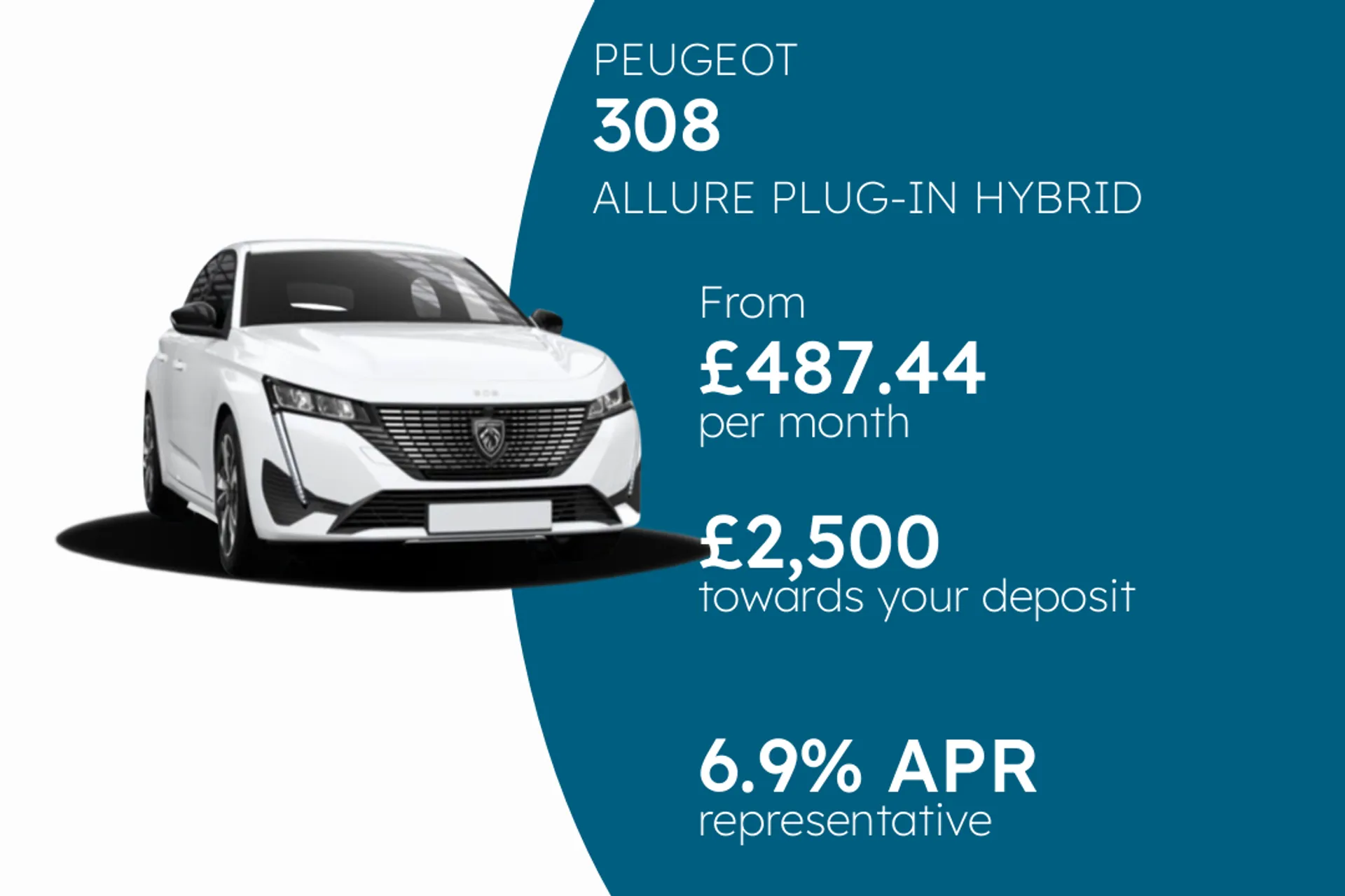 PEUGEOT ALLURE PLUG-IN HYBRID 195 E-DSC7 PCP Finance Offer From £487.44 Per Month 6.90%