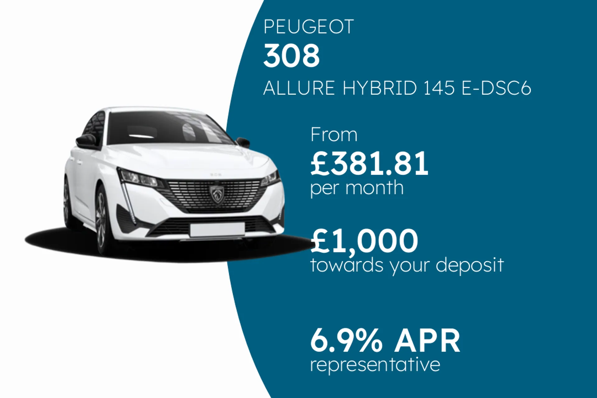 PEUGEOT ALLURE HYBRID 145 E-DSC6 PCP Finance Offer From £381.81 Per Month 6.90%