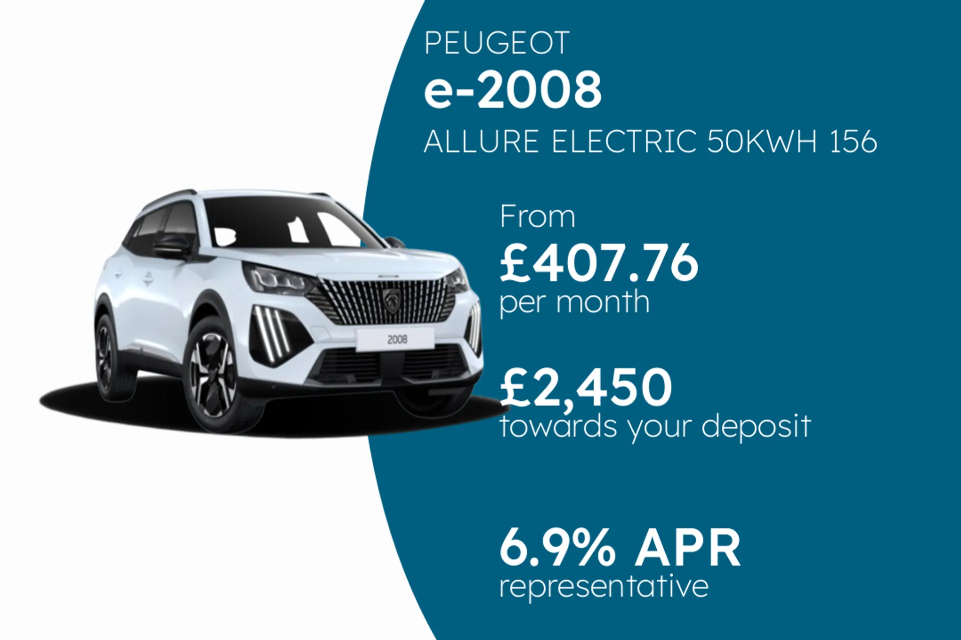 PEUGEOT ALLURE ELECTRIC 50KWH 156 PCP Finance Offer From £407.76 Per Month 6.90%