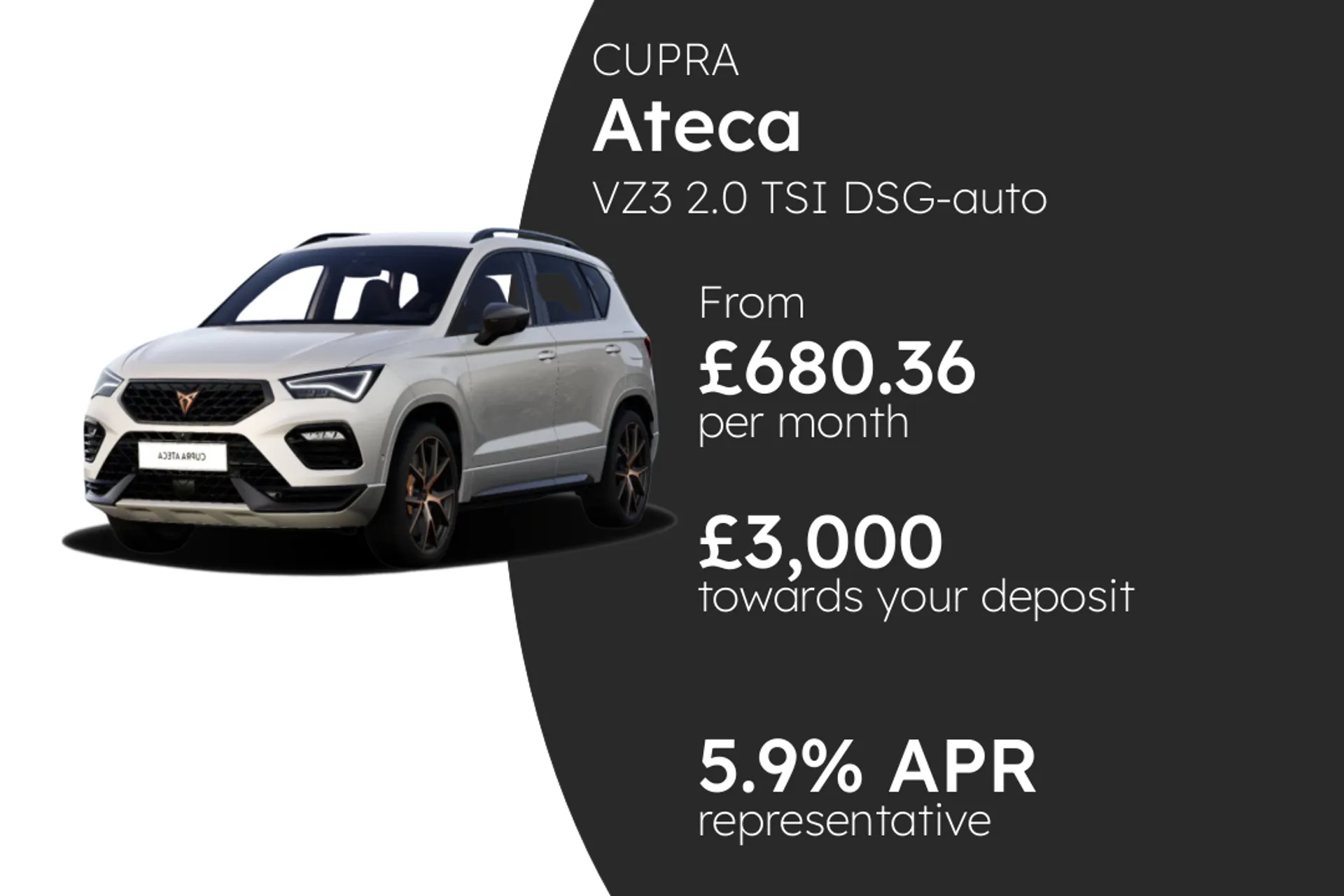 CUPRA VZ3 2.0 TSI DSG-auto 4Drive 300PS  (From Stock Only) PCP Finance Offer From £680.36 Per Month 5.90%