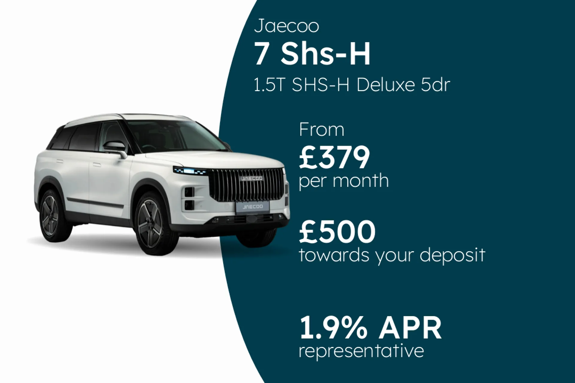Jaecoo 1.5T SHS-H Deluxe 5dr Auto PCP Finance Offer From £379.00 Per Month 1.90%