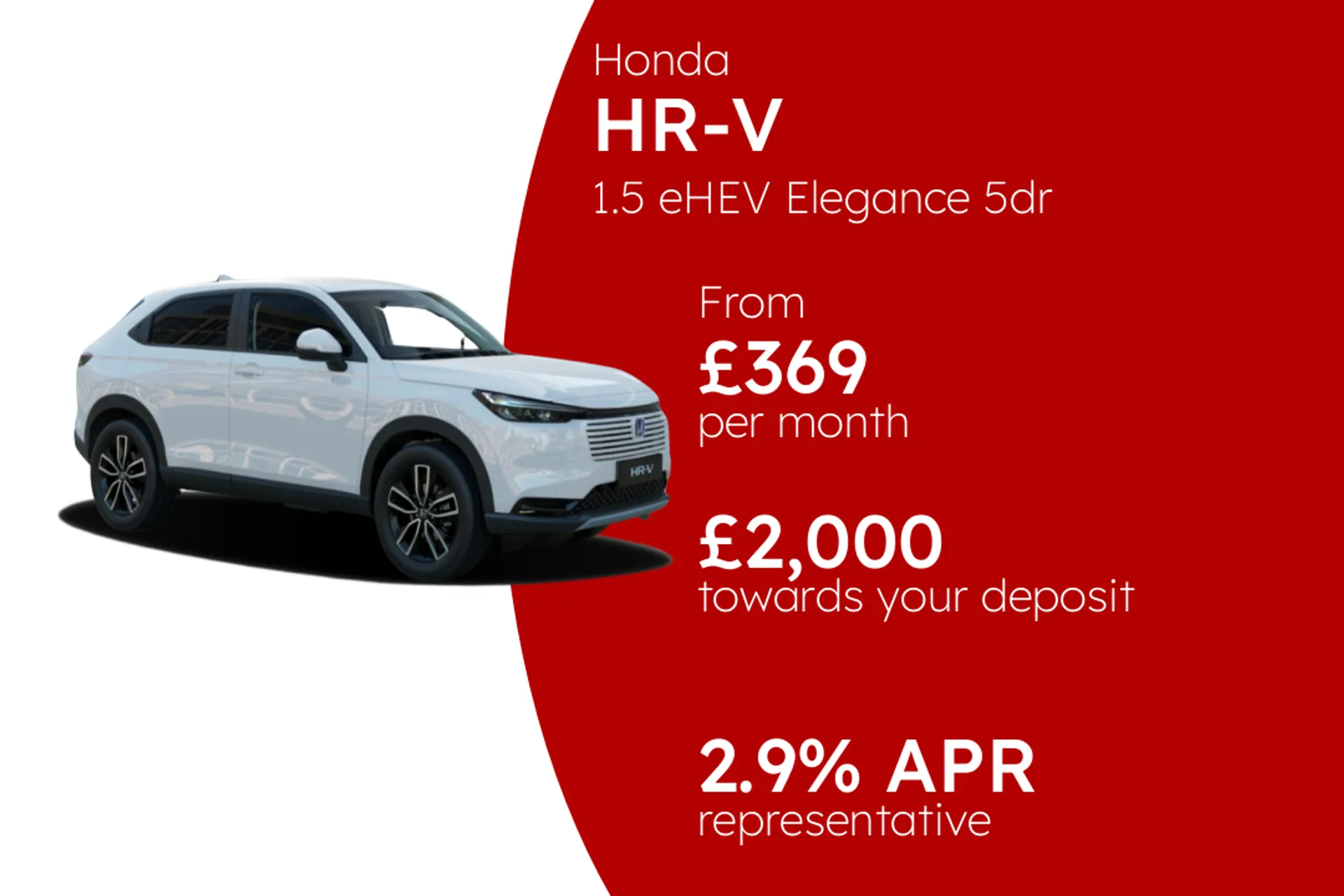Honda 1.5 eHEV Elegance 5dr CVT  PCP Finance Offer From £369.00 Per Month 2.90%