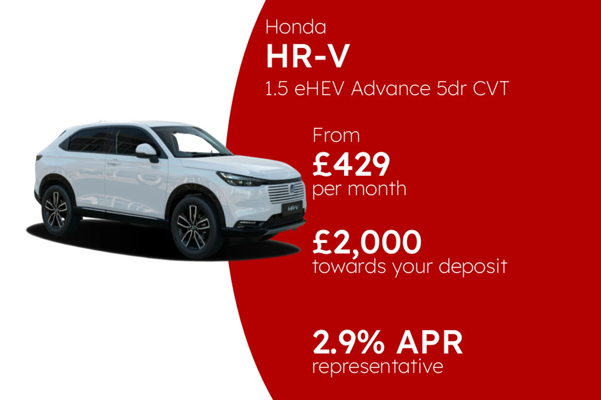Honda 1.5 eHEV Advance 5dr CVT  PCP Finance Offer From £429.00 Per Month 2.90%