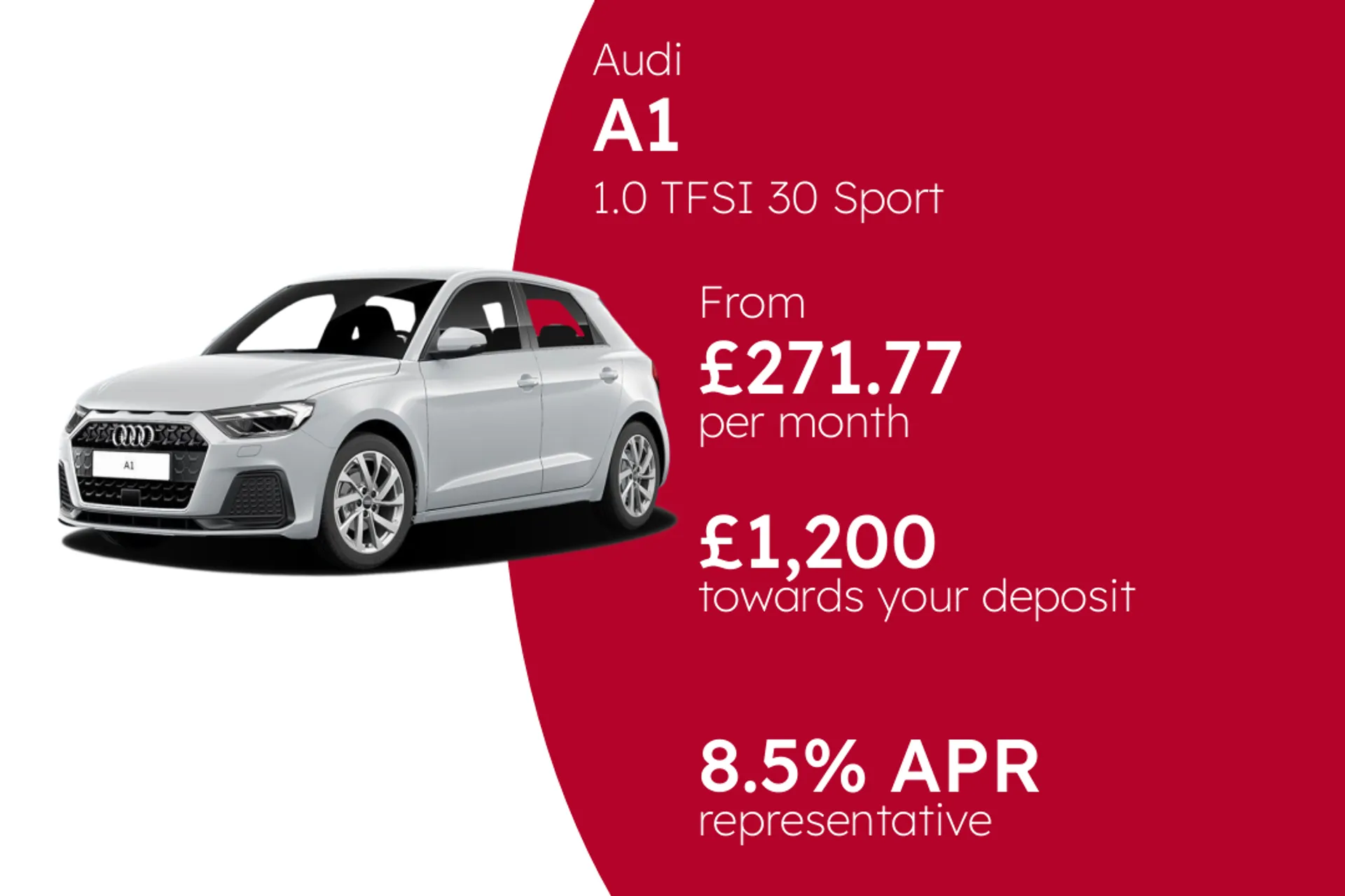 Audi 1.0 TFSI 30 Sport Sportback 5dr Petrol Manual Euro 6 (s/s) (110 ps) PCP Finance Offer From £271.77 Per Month 8.50%