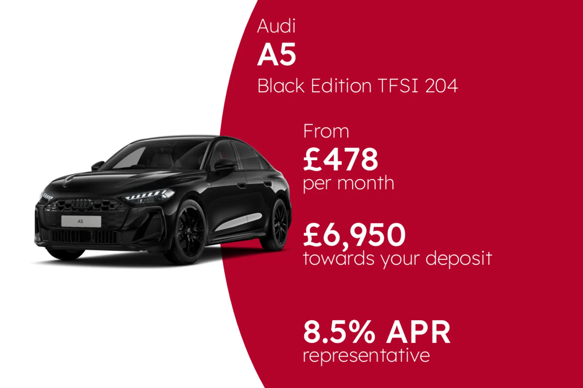 Audi Black Edition TFSI 204 PS S tronic (Metallic Paint) PCP Finance Offer From £478.00 Per Month 8.50%