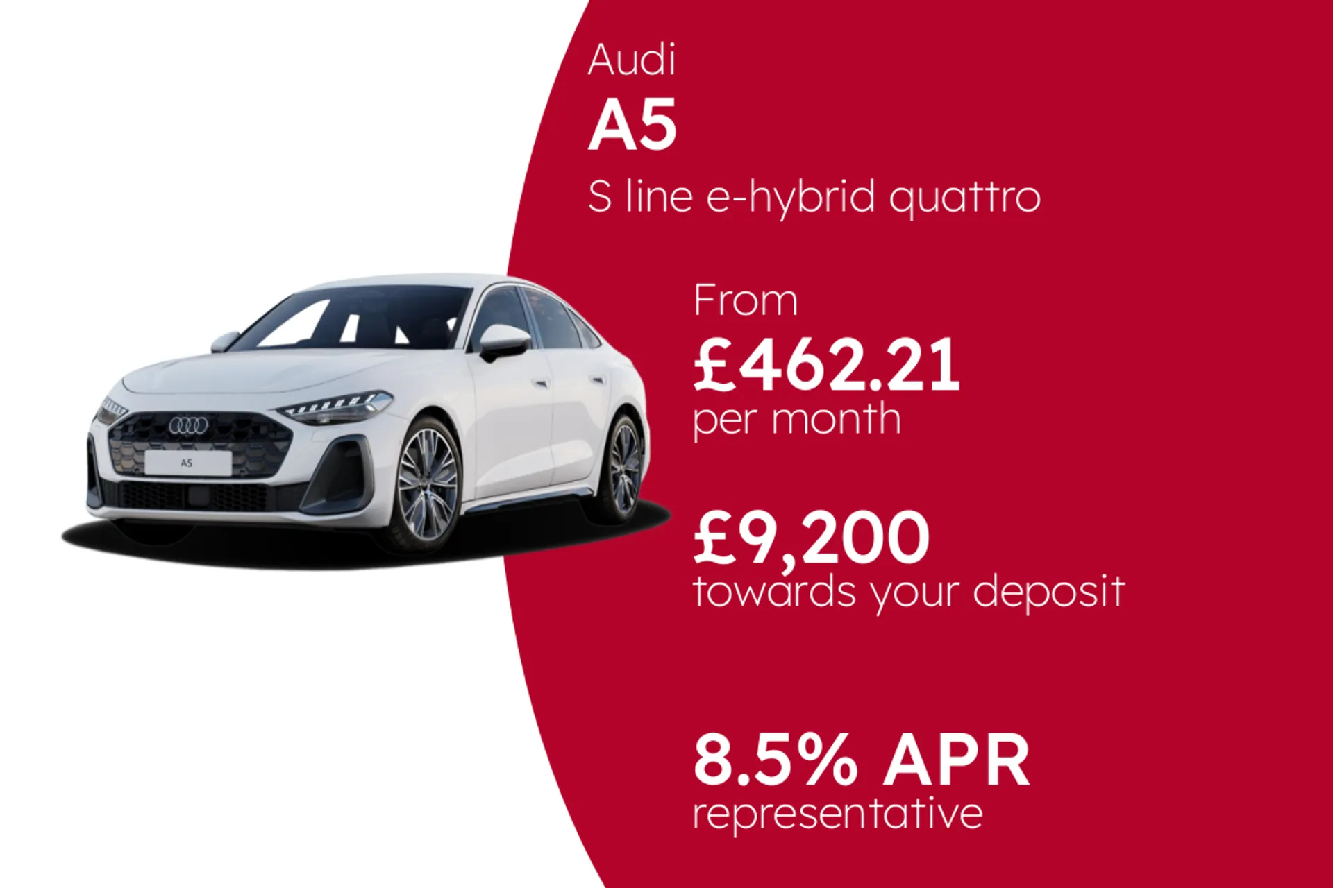 Audi S line e-hybrid quattro 299 PS S tronic PCP Finance Offer From £462.21 Per Month 8.50%