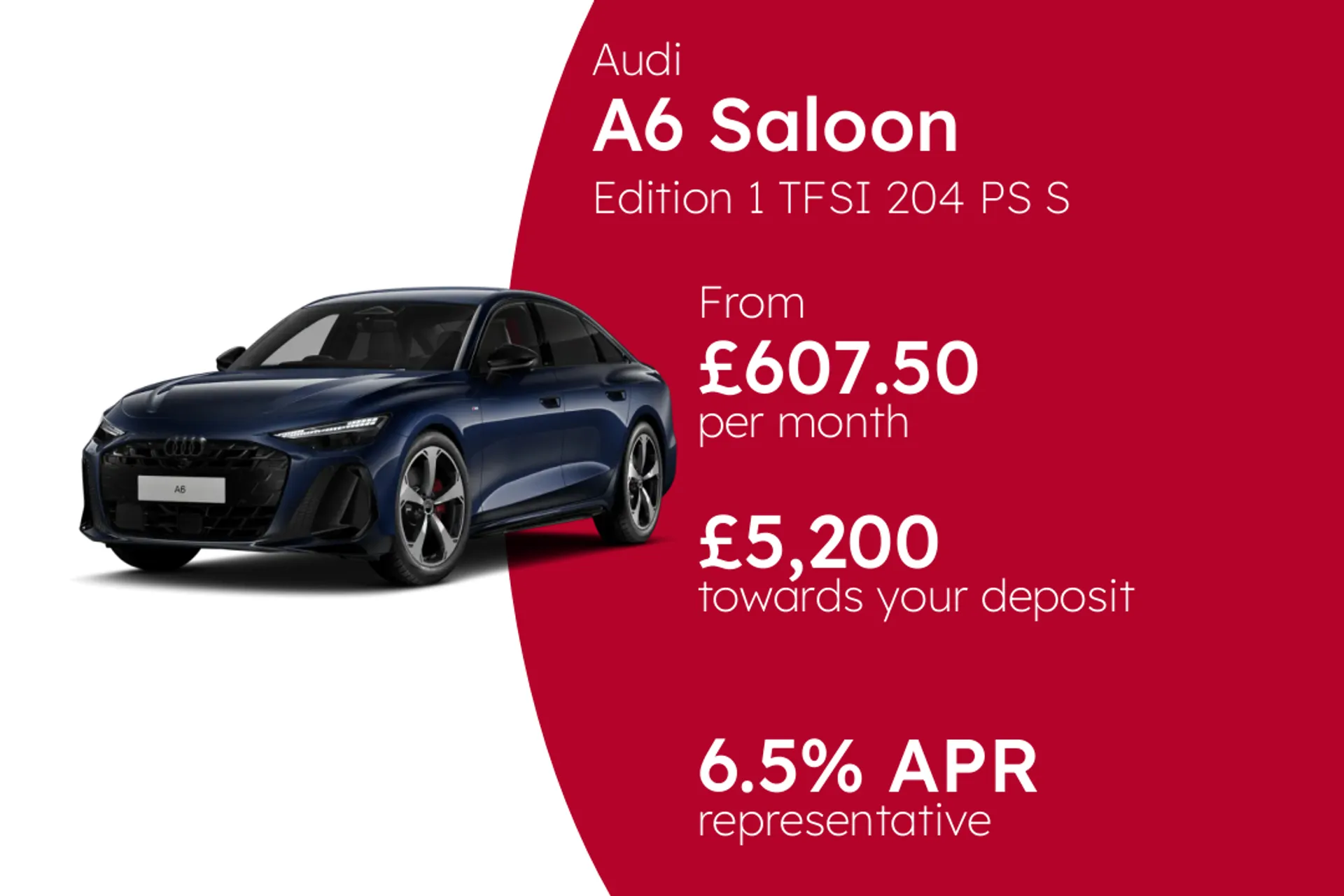 Audi Edition 1 TFSI 204 PS S Tronic PCP Finance Offer From £607.50 Per Month 6.50%