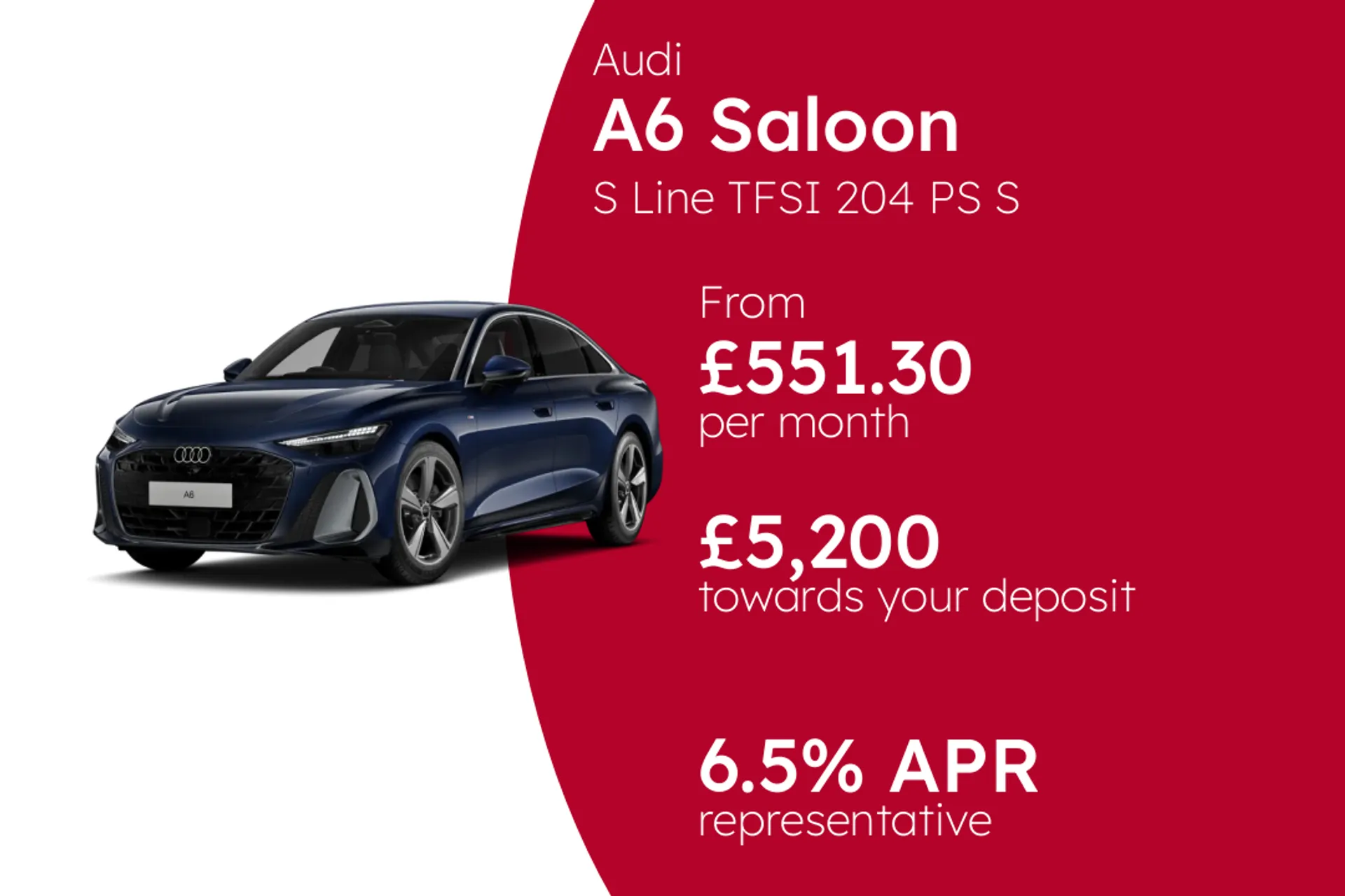 Audi S Line TFSI 204 PS S Tronic PCP Finance Offer From £551.30 Per Month 6.50%