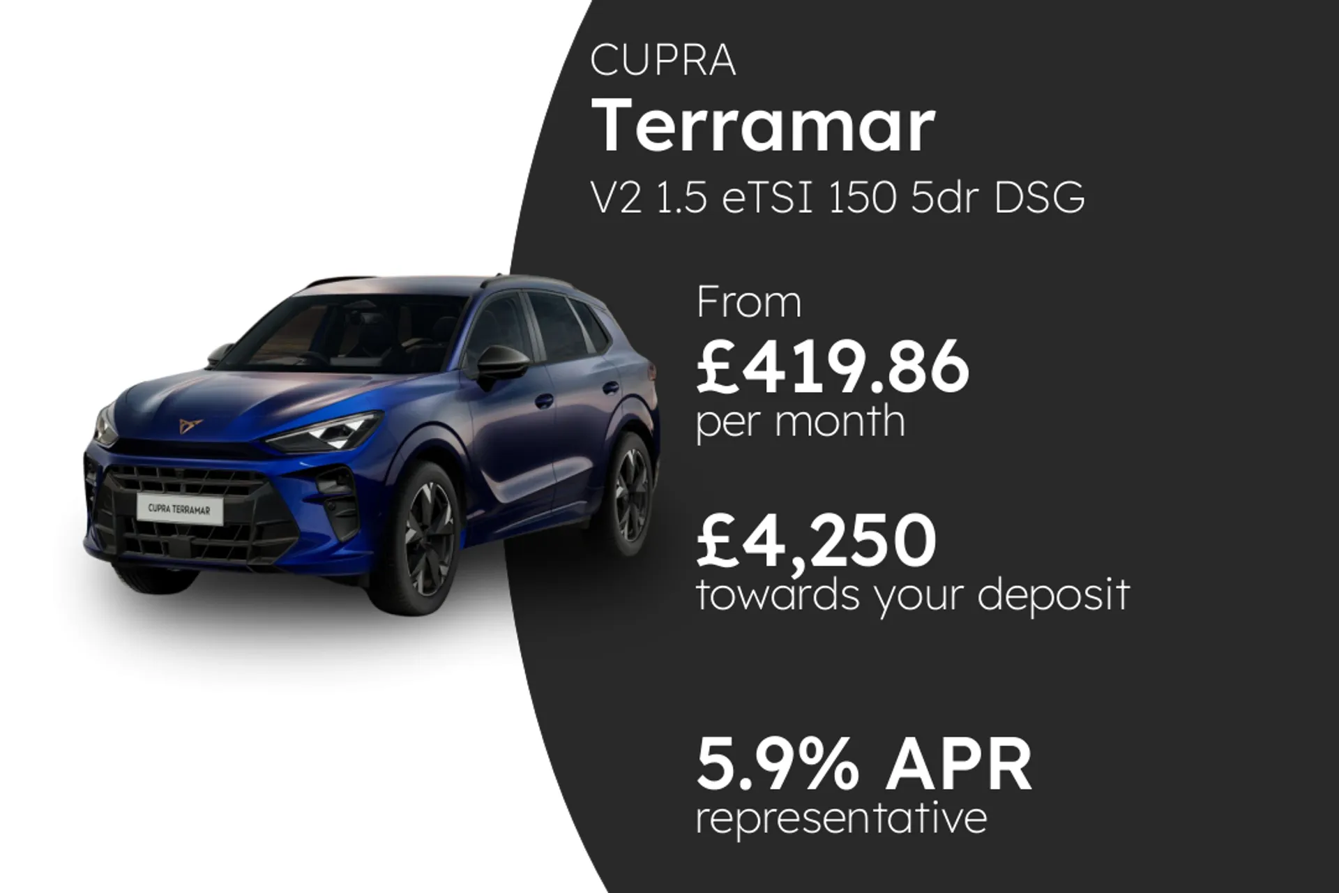 CUPRA V2 1.5 eTSI 150 5dr DSG PCP Finance Offer From £419.86 Per Month 5.90%