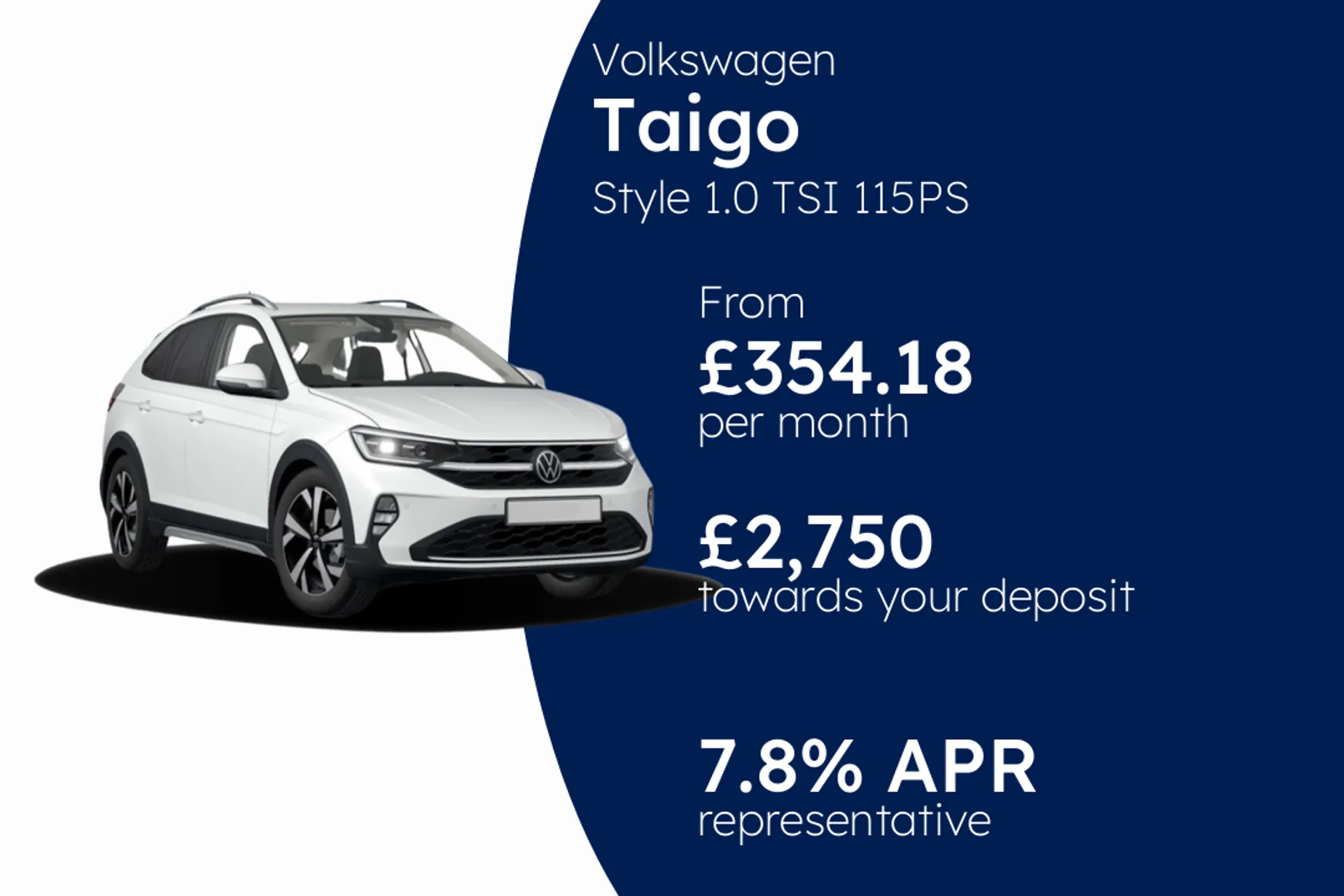 Volkswagen Style 1.0 TSI 115PS 7-speed DSG 5 door PCP Finance Offer From £354.18 Per Month 7.80%