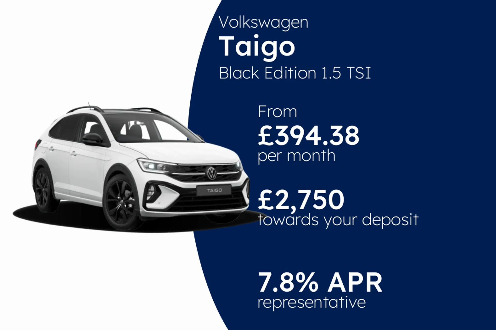 Volkswagen Black Edition 1.5 TSI 150PS 7-speed DSG 5 Door PCP Finance Offer From £394.38 Per Month 7.80%