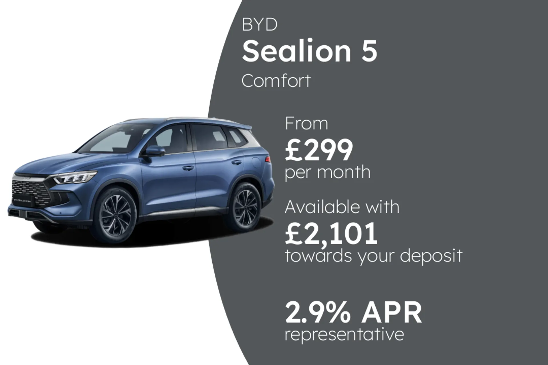 BYD Comfort PCP Finance Offer From £299.00 Per Month 2.90%