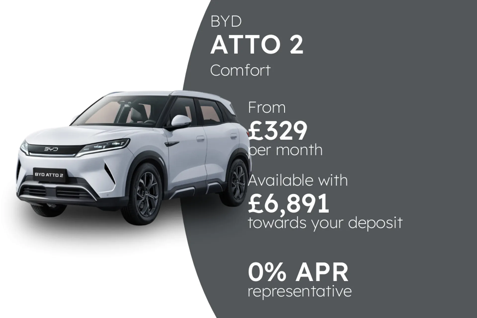 BYD Comfort PCP Finance Offer From £329.00 Per Month 0%