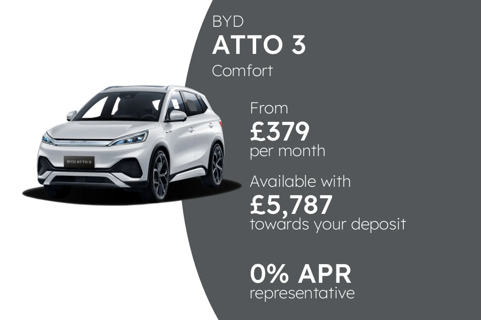 BYD Comfort PCP Finance Offer From £379.00 Per Month 0.00%