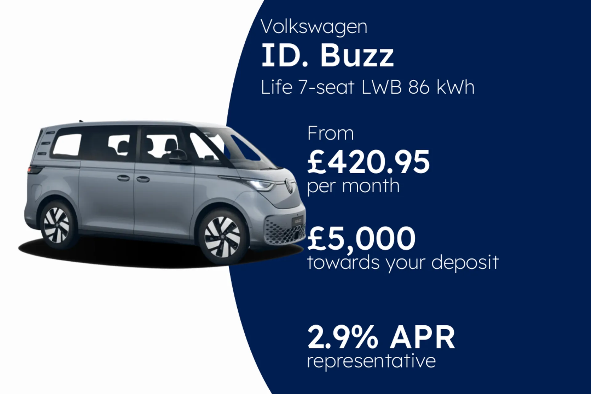 Volkswagen Life 7-seat LWB 86 kWh Pro 286 PS Electric 1 Speed Automatic PCP Finance Offer From £420.95 Per Month