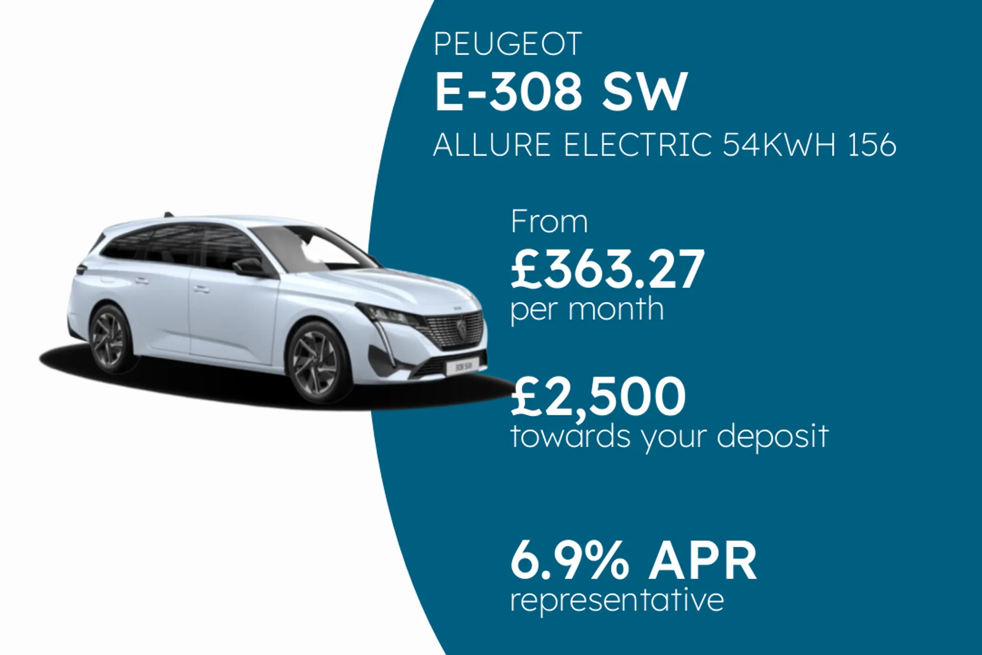 PEUGEOT ALLURE ELECTRIC 54KWH 156 PCP Finance Offer From £363.27 Per Month