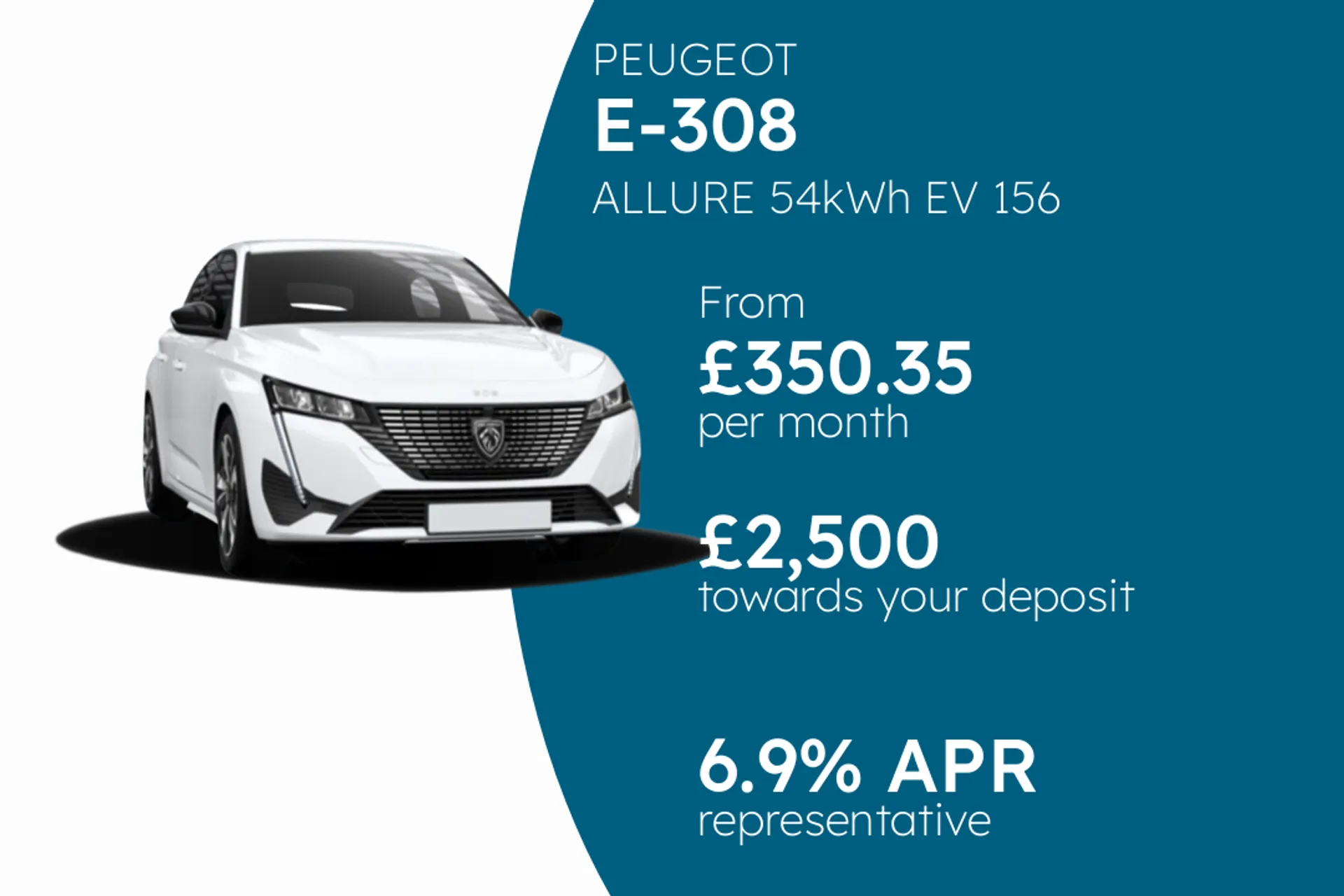 PEUGEOT ALLURE 54kWh EV 156 PCP Finance Offer From £350.35 Per Month  