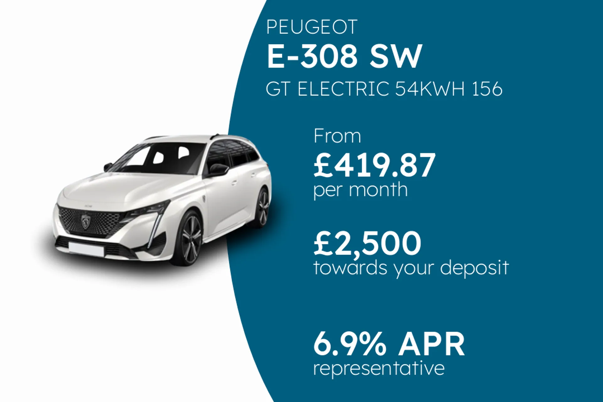 PEUGEOT GT ELECTRIC 54KWH 156 PCP Finance Offer From £419.87 Per Month  