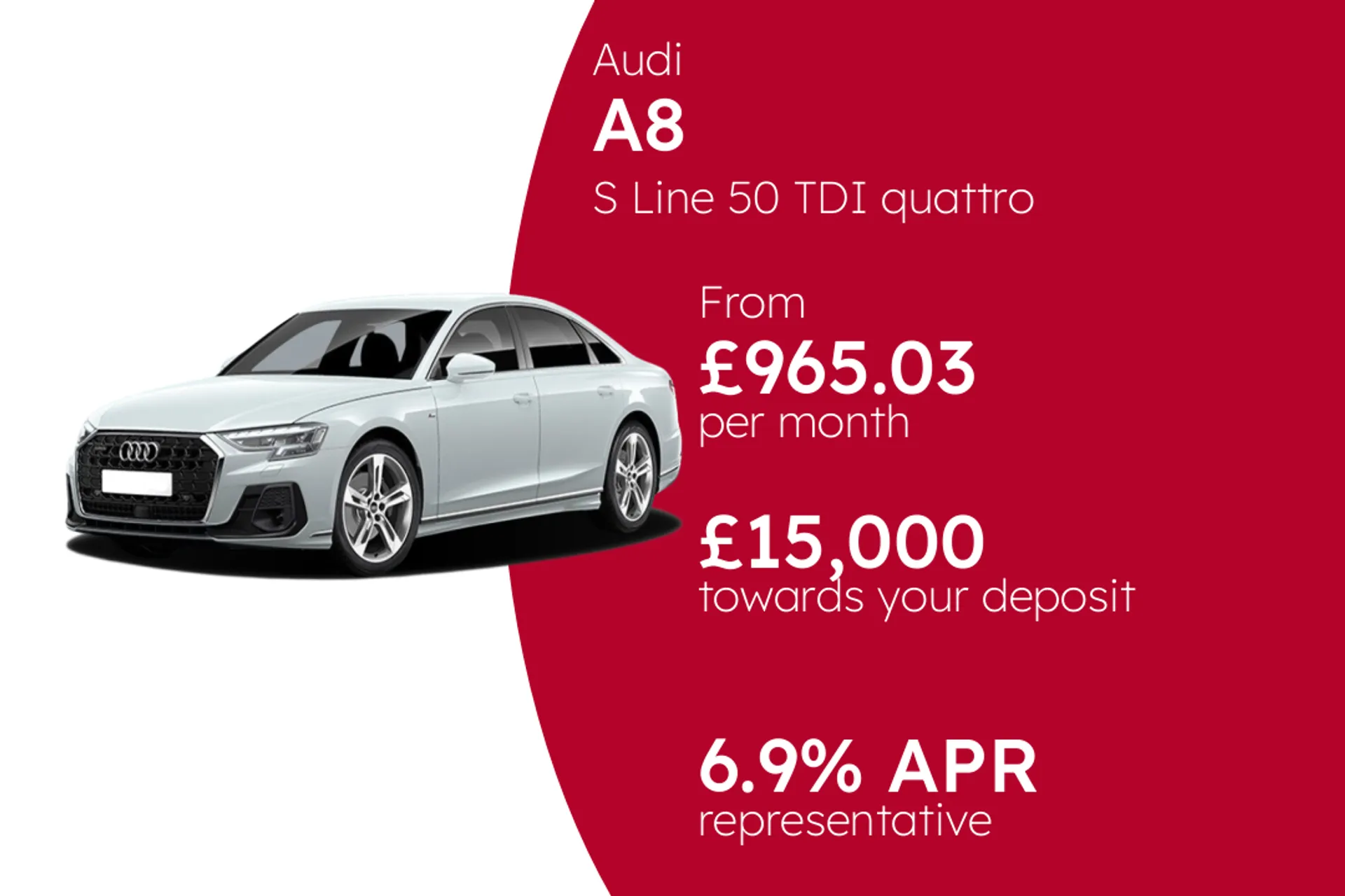 Audi S Line 50 TDI quattro tiptronic PCP Finance Offer From £965.03 Per Month  