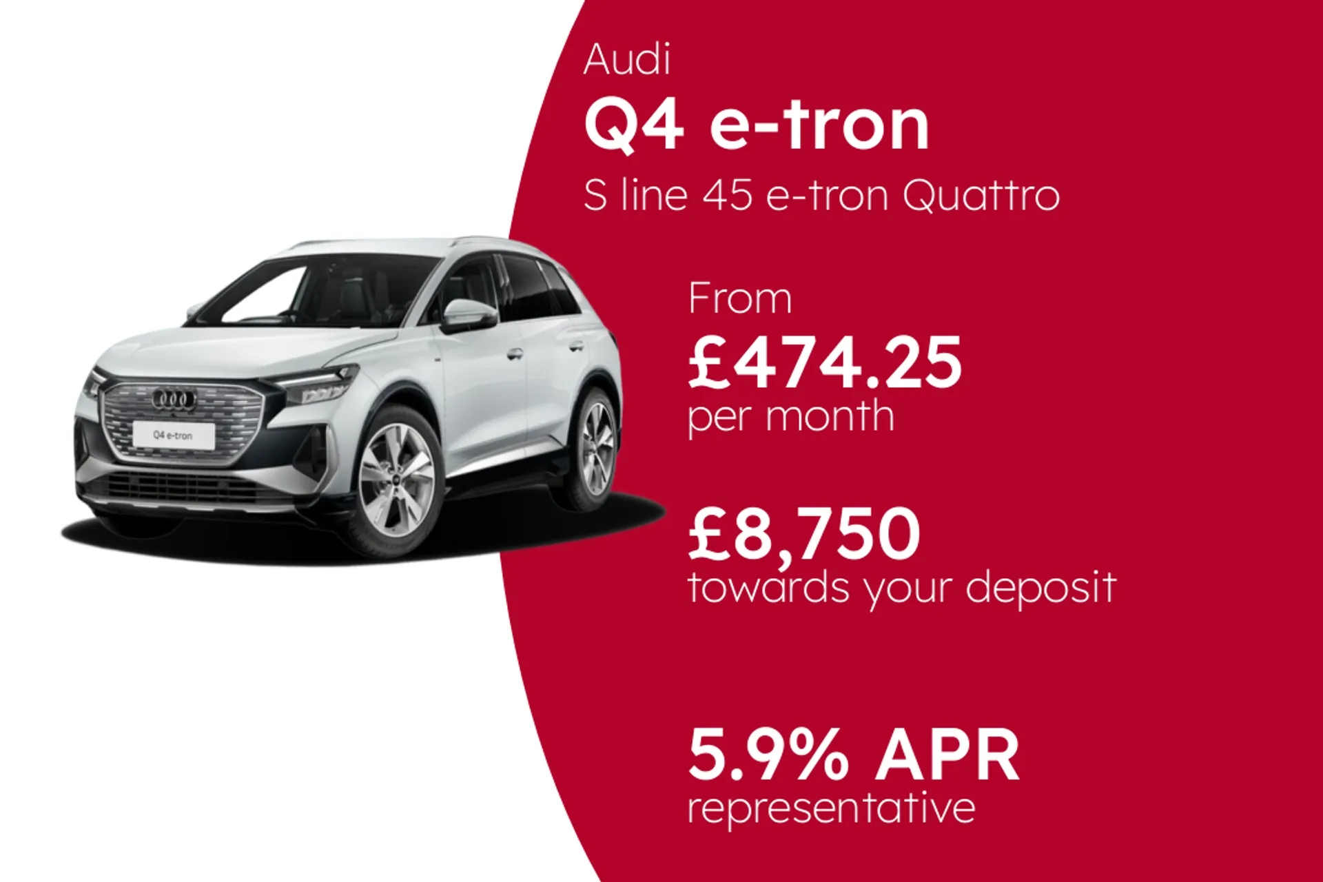 Audi S line 45 e-tron Quattro PCP Finance Offer From £474.25 Per Month