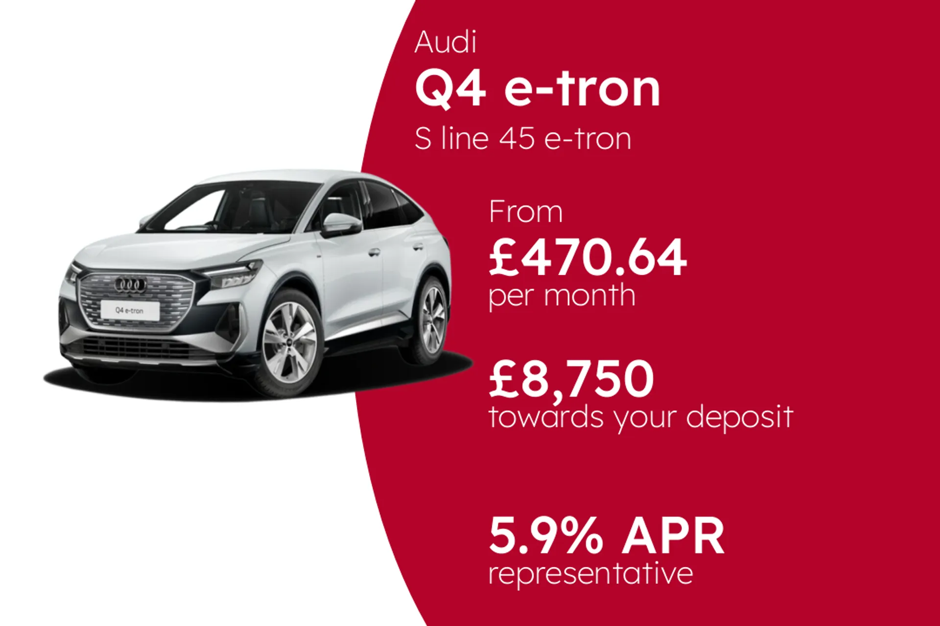 Audi S line 45 e-tron Sportback PCP Finance Offer From £470.64 Per Month