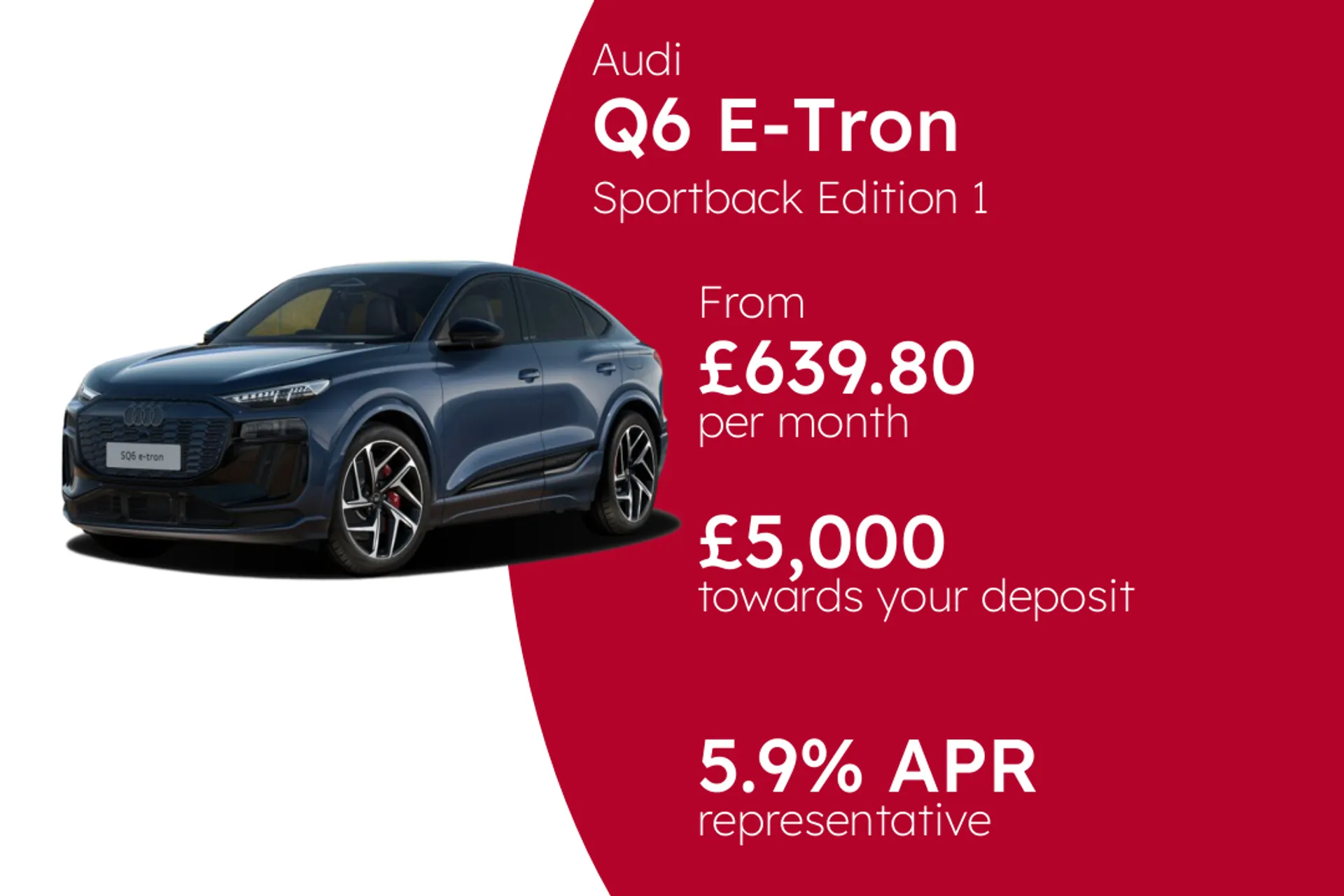 Audi Sportback Edition 1 e-tron PCP Finance Offer From £639.80 Per Month  