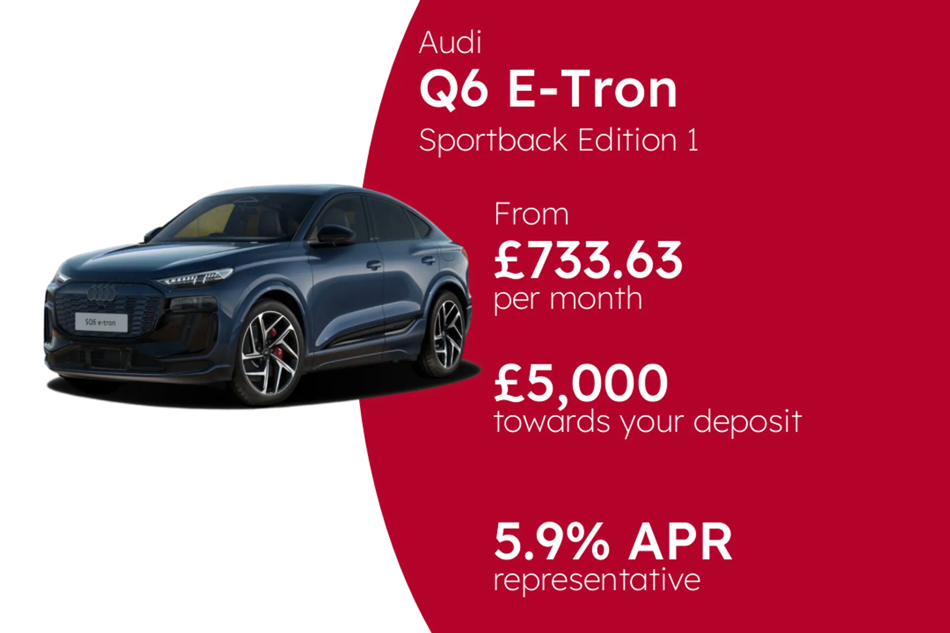 Audi Sportback Edition 1 e-tron Quattro PCP Finance Offer From £733.63 Per Month  