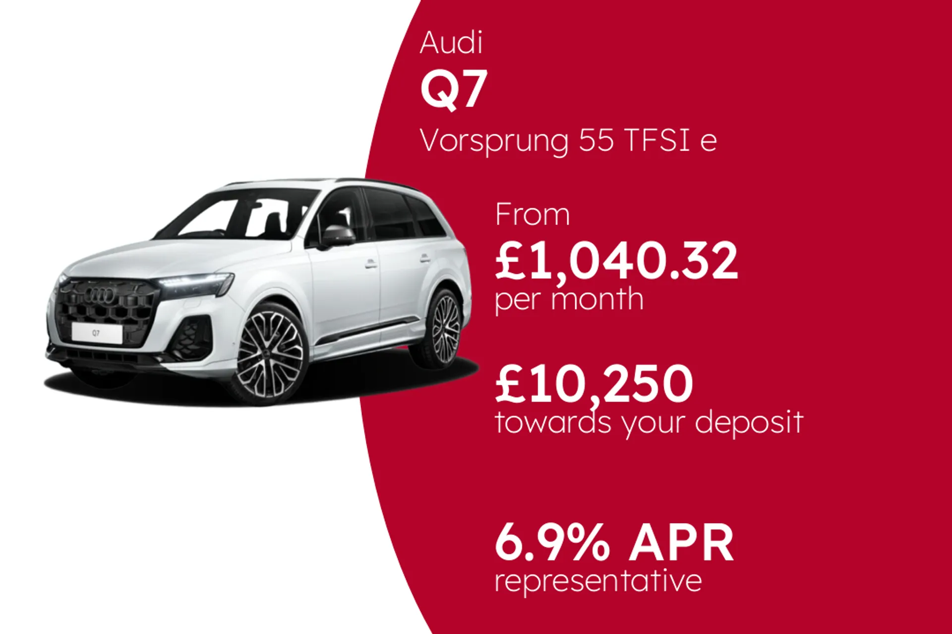 Audi Vorsprung 55 TFSI e quattro tiptronic PCP Finance Offer From £1040.32 Per Month  