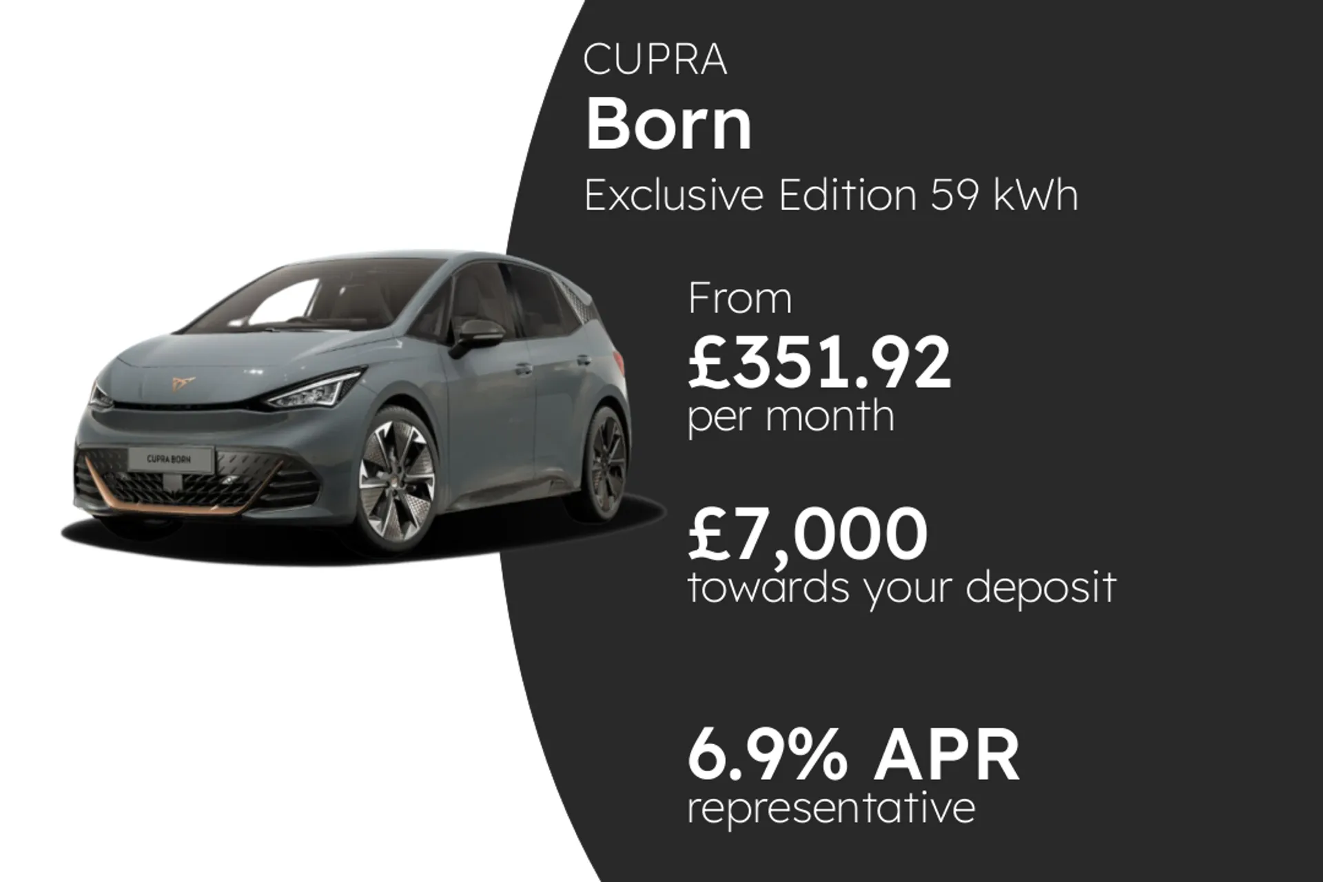 CUPRA Exclusive Edition 59 kWh 230PS e-Boost 1 PCP Finance Offer From £351.92 Per Month