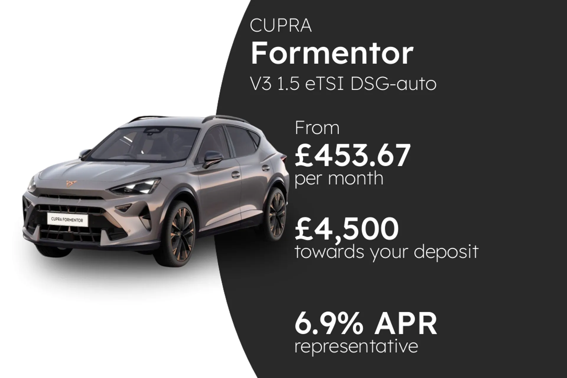 CUPRA V3 1.5 eTSI DSG-auto 150PS1 PCP Finance Offer From £453.67 Per Month  
