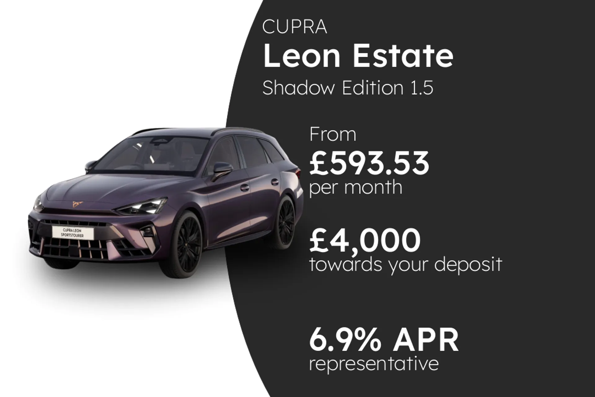 CUPRA Shadow Edition 1.5 e-HYBRID DSG-auto 204PS1 PCP Finance Offer From £593.53 Per Month  