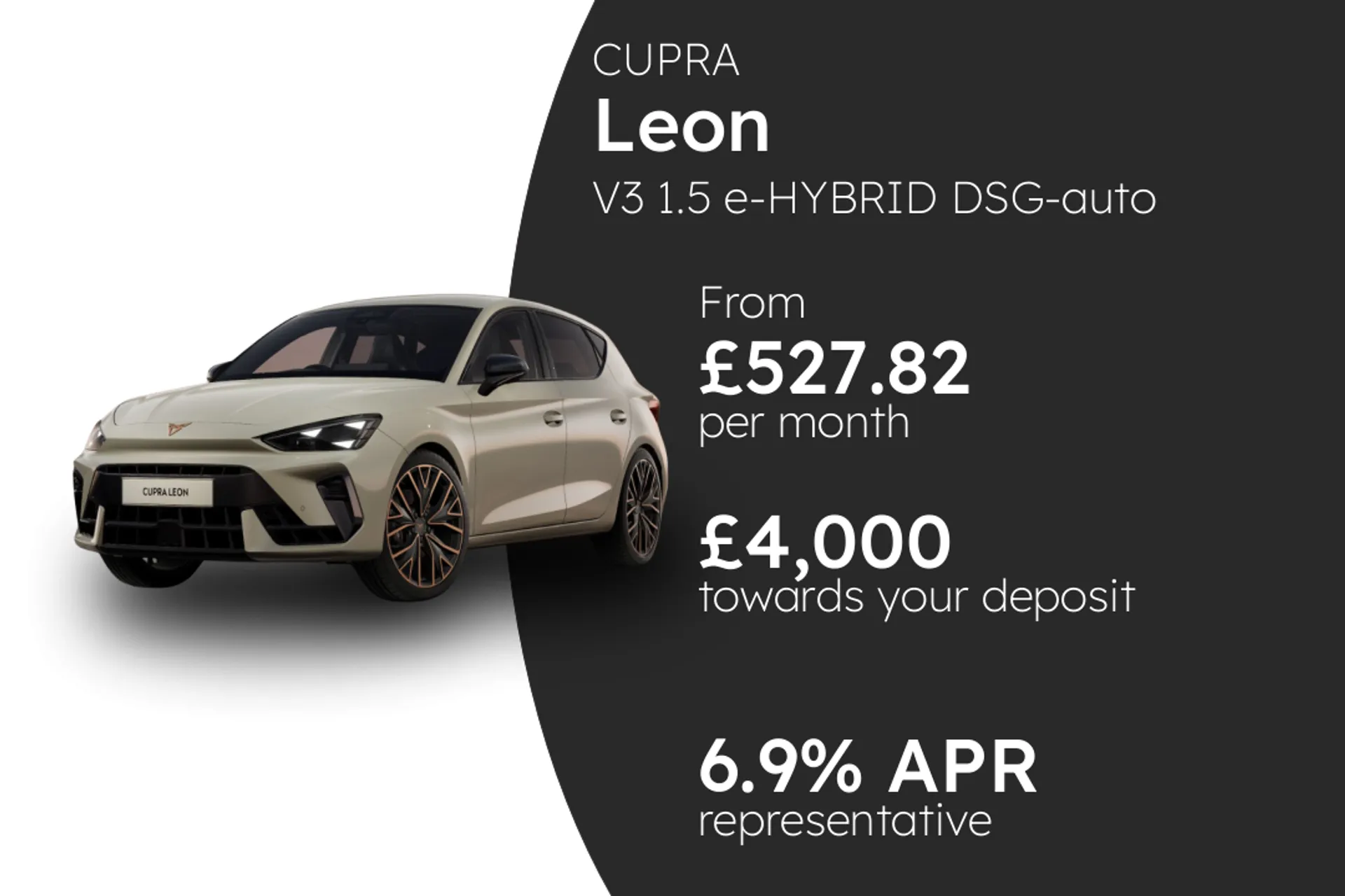 CUPRA V3 1.5 e-HYBRID DSG-auto 2041 PCP Finance Offer From £527.82 Per Month