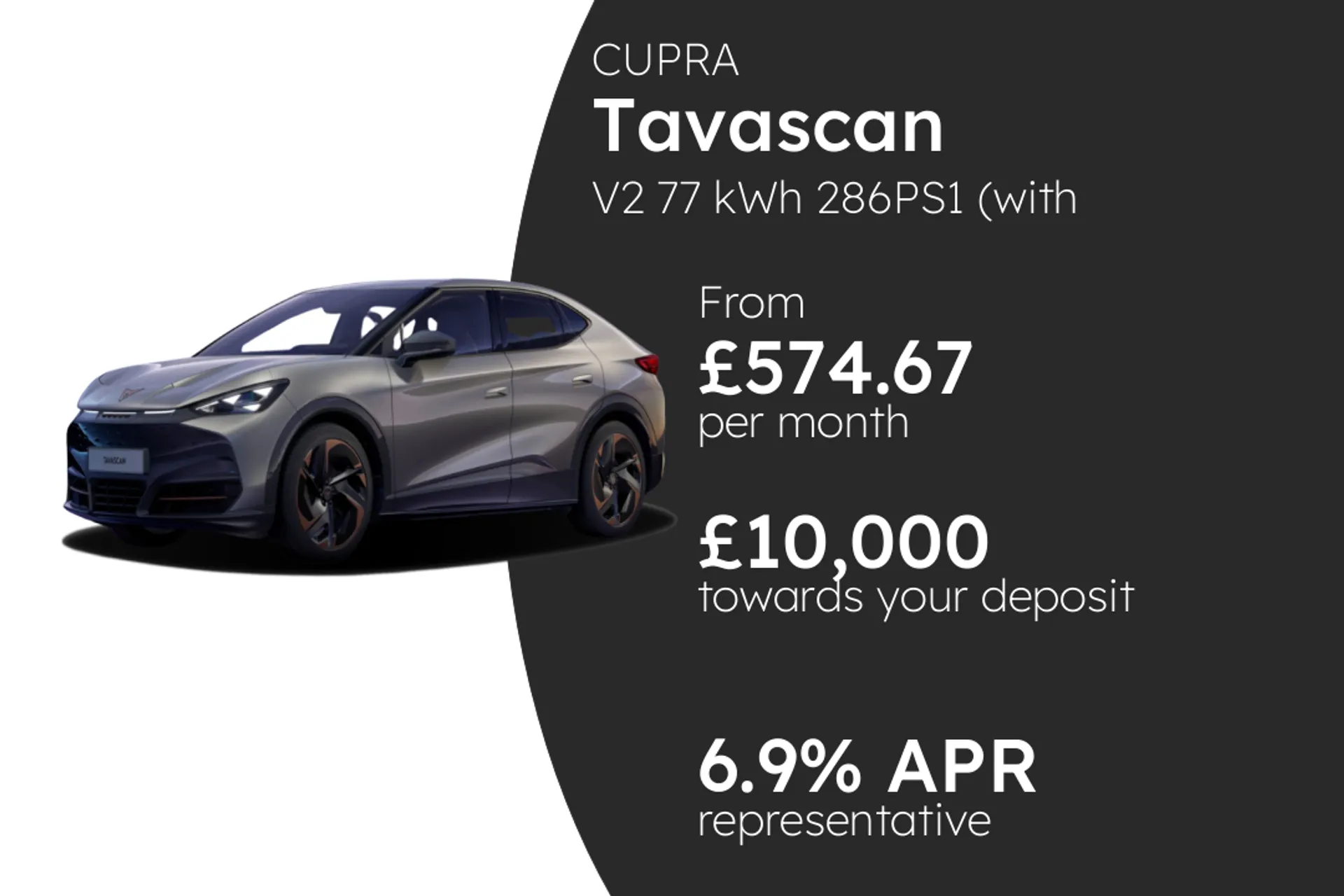 CUPRA V2 77 kWh 286PS1 (with Winter Pack) PCP Finance Offer From £574.67 Per Month