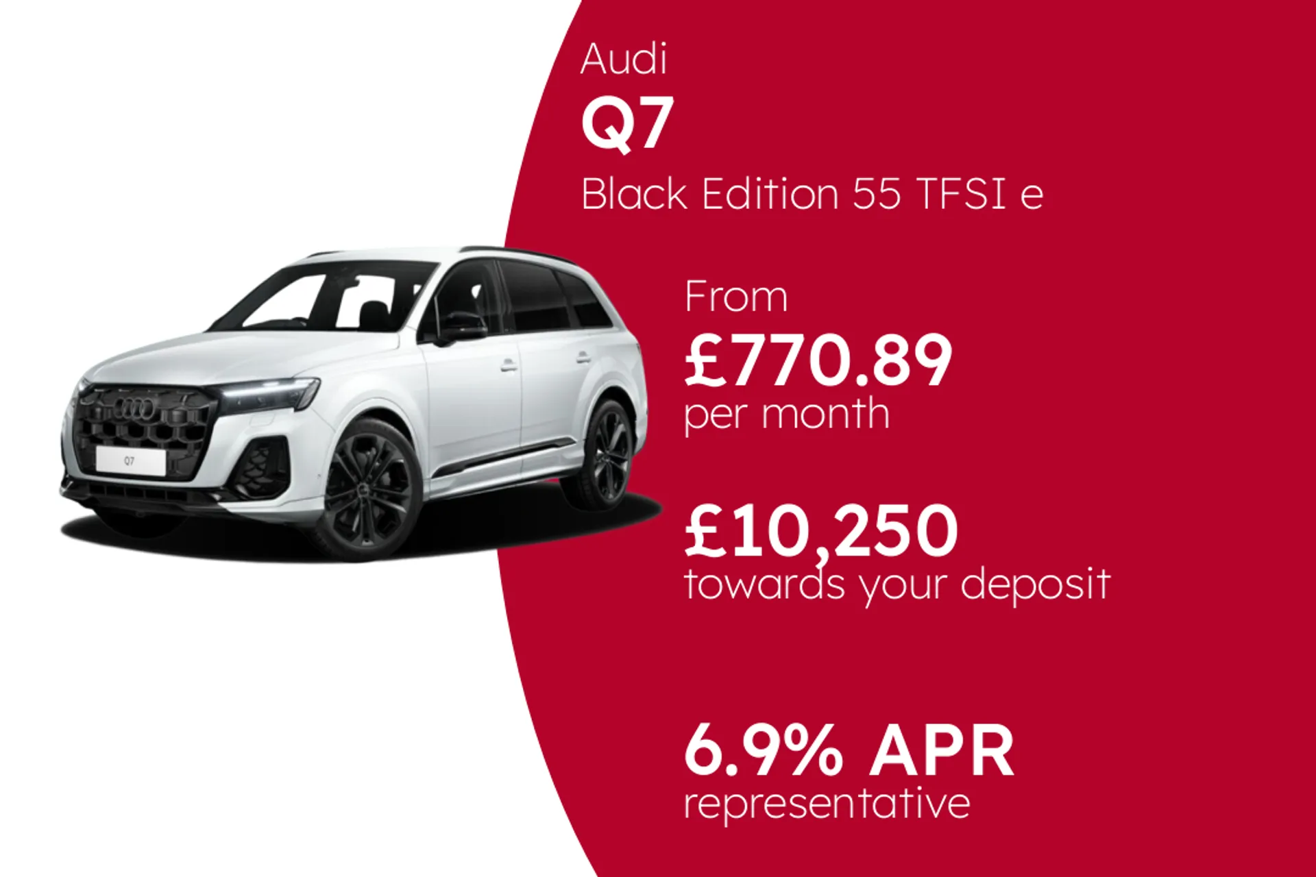 Audi Black Edition 55 TFSI e quattro tiptronic PCP Finance Offer From £770.89 Per Month  