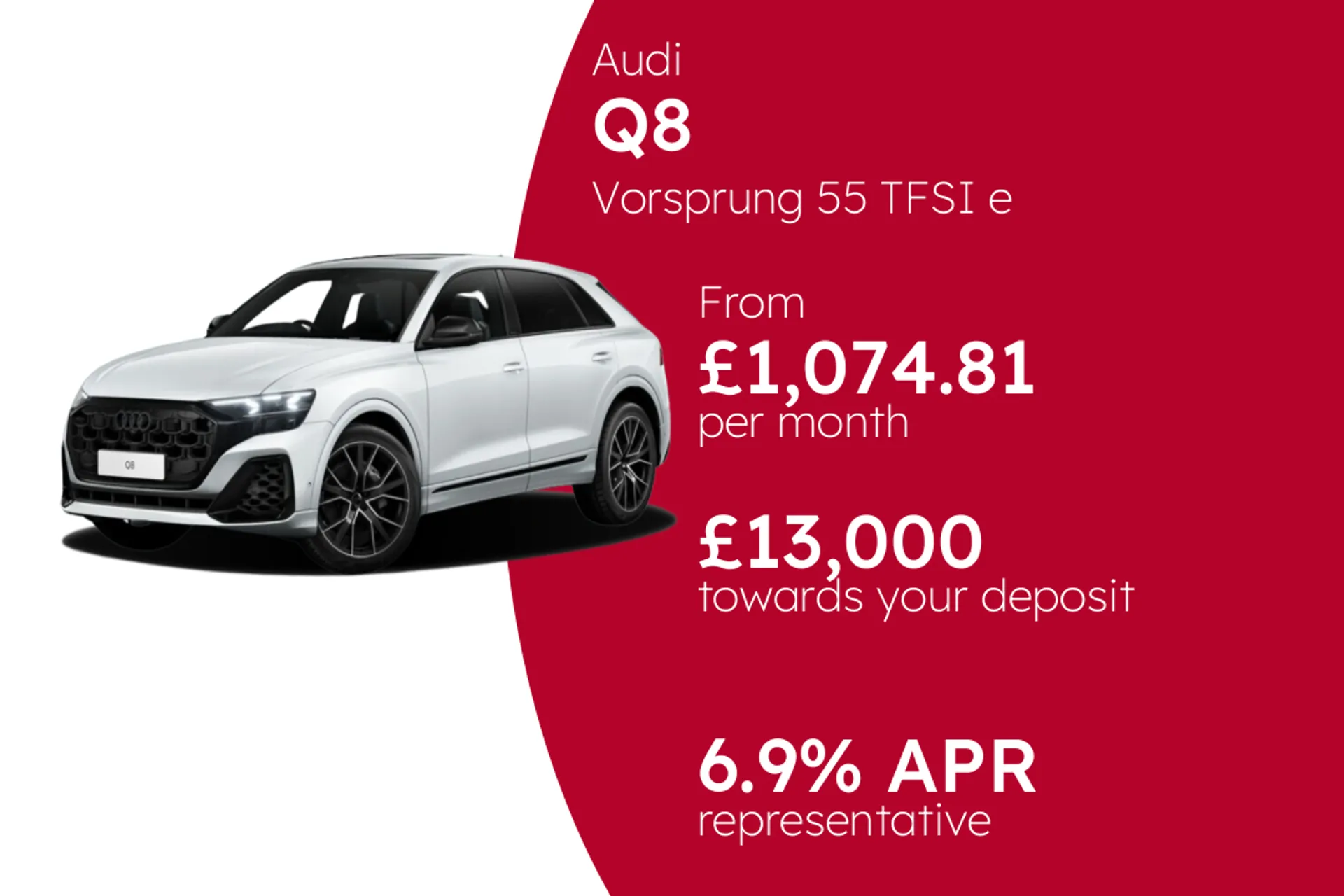 Audi Vorsprung 55 TFSI e quattro tiptronic PCP Finance Offer From £1074.81 Per Month  
