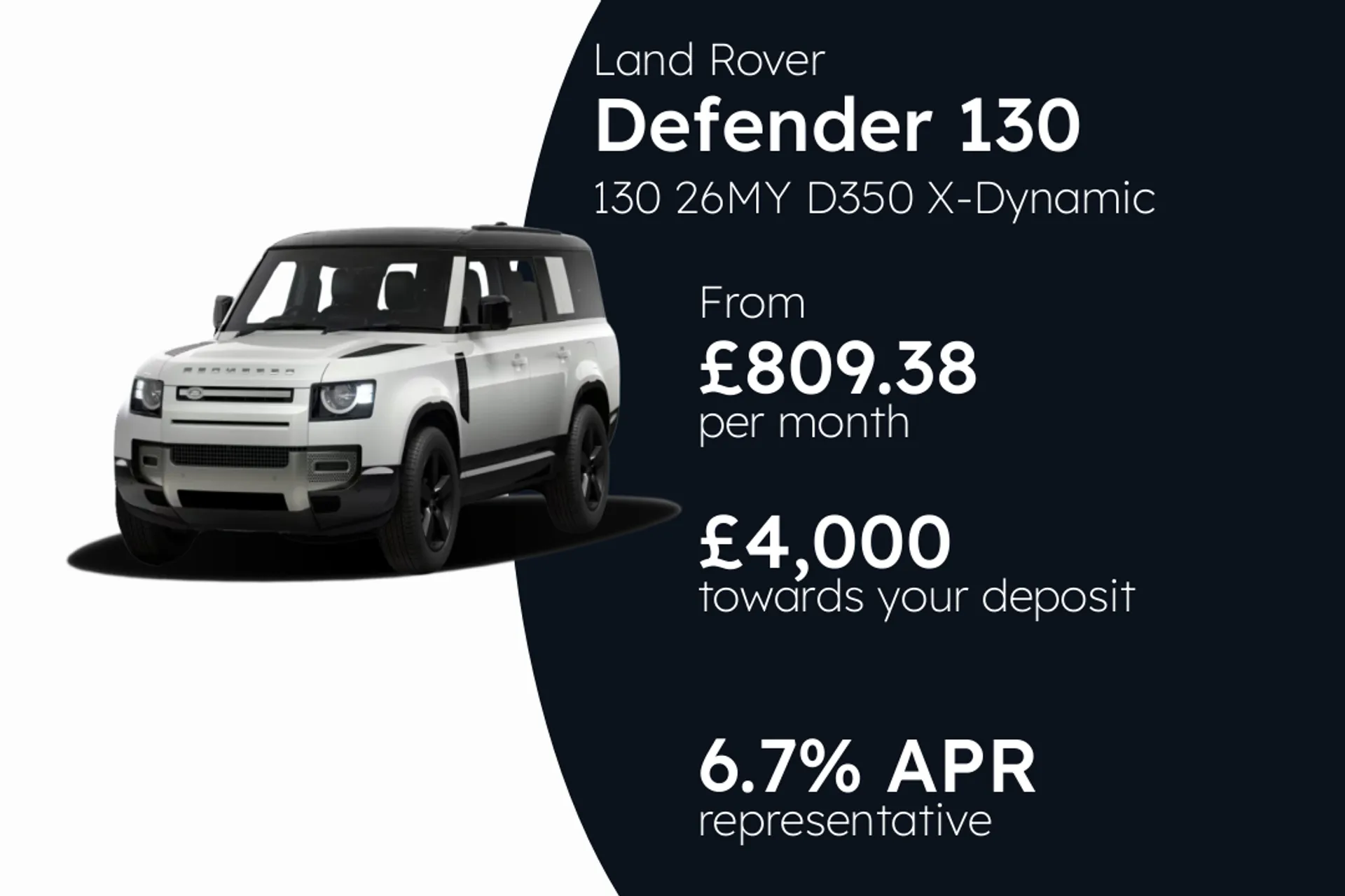 Land Rover 130 26MY D350 X-Dynamic HSE [8 Seat] PCP Finance Offer From £809.38 Per Month  