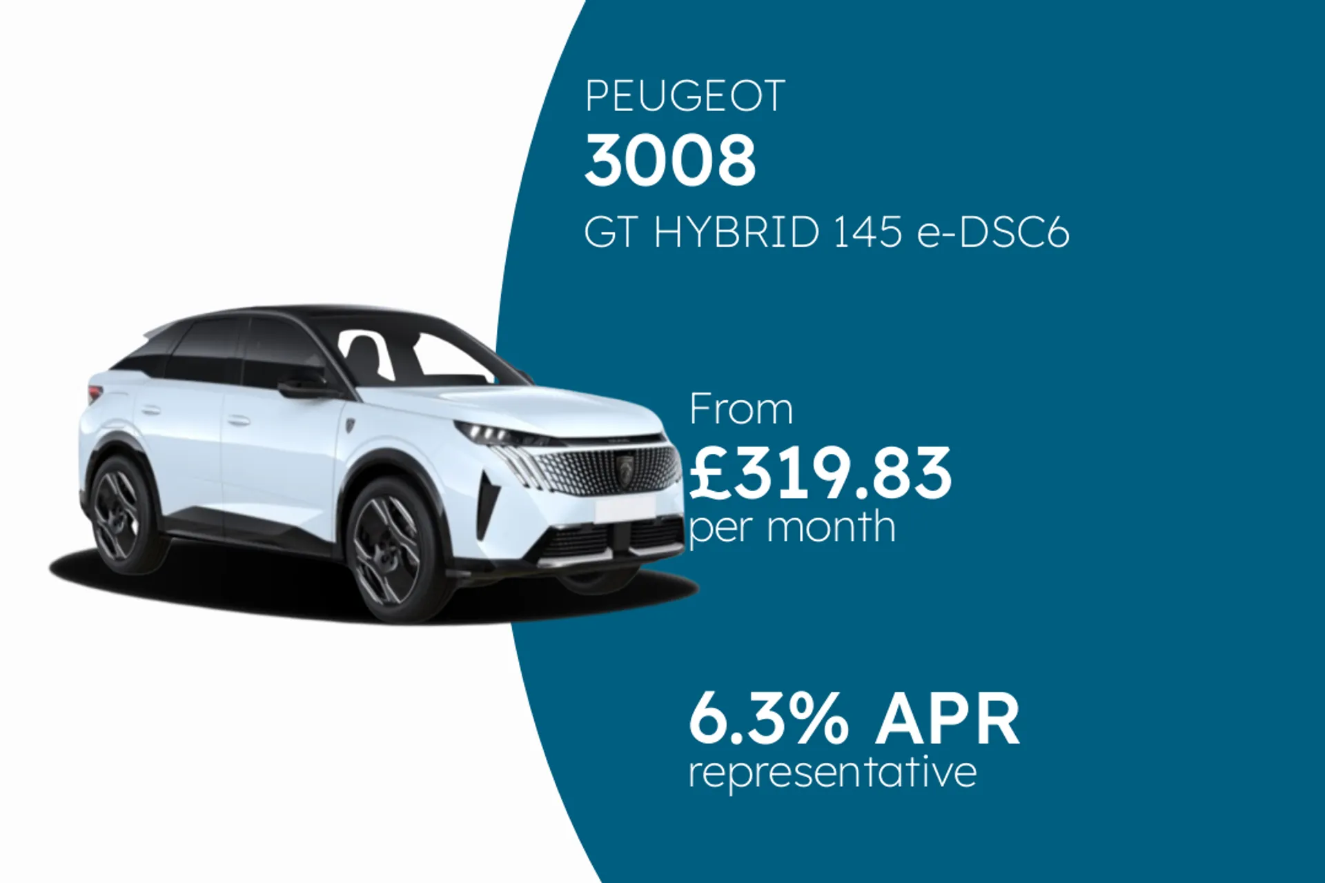 PEUGEOT GT HYBRID 145 e-DSC6 PCP Finance Offer From £319.83 Per Month  