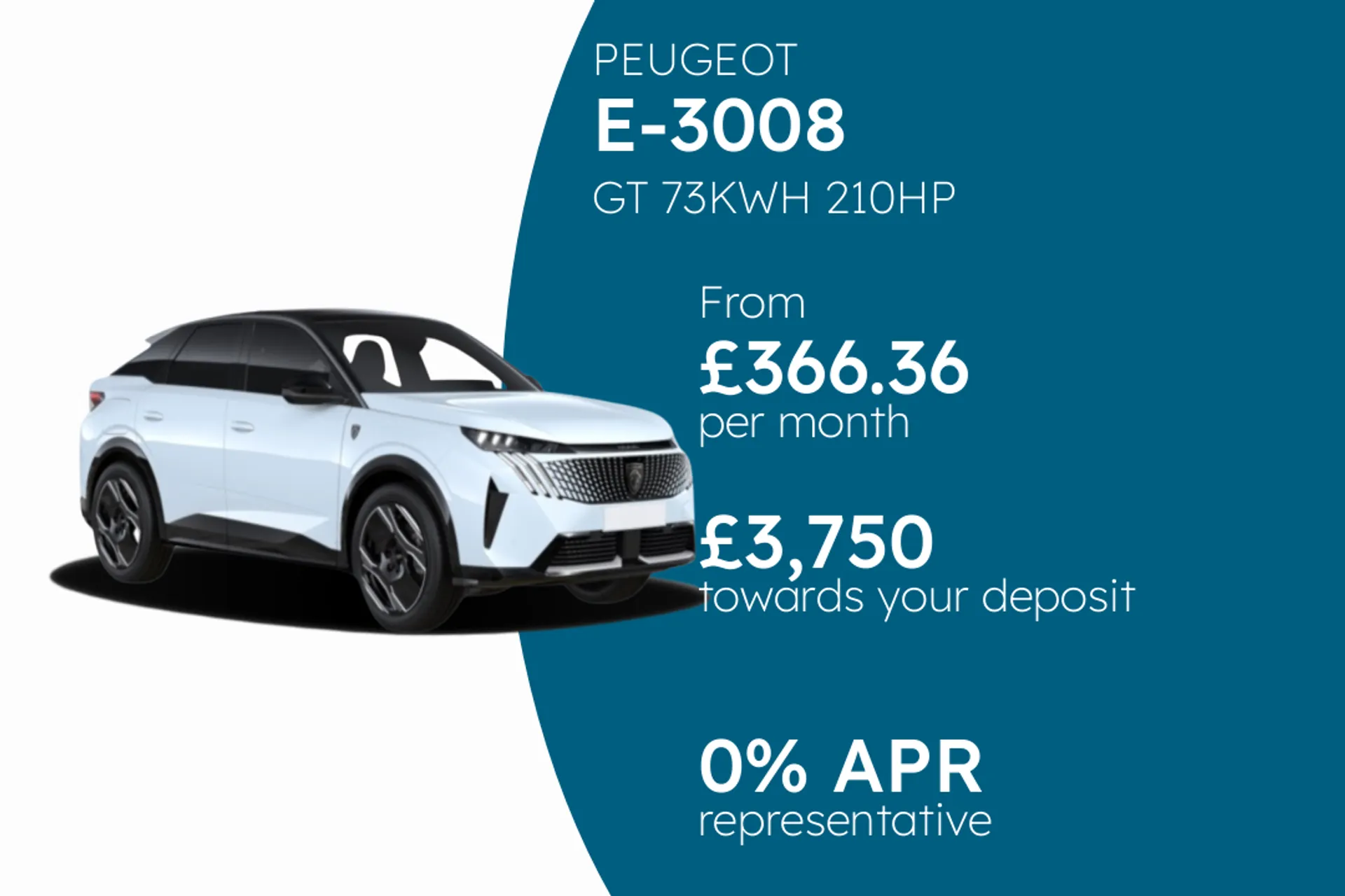 PEUGEOT GT 73KWH 210HP PCP Finance Offer From £366.36 Per Month  